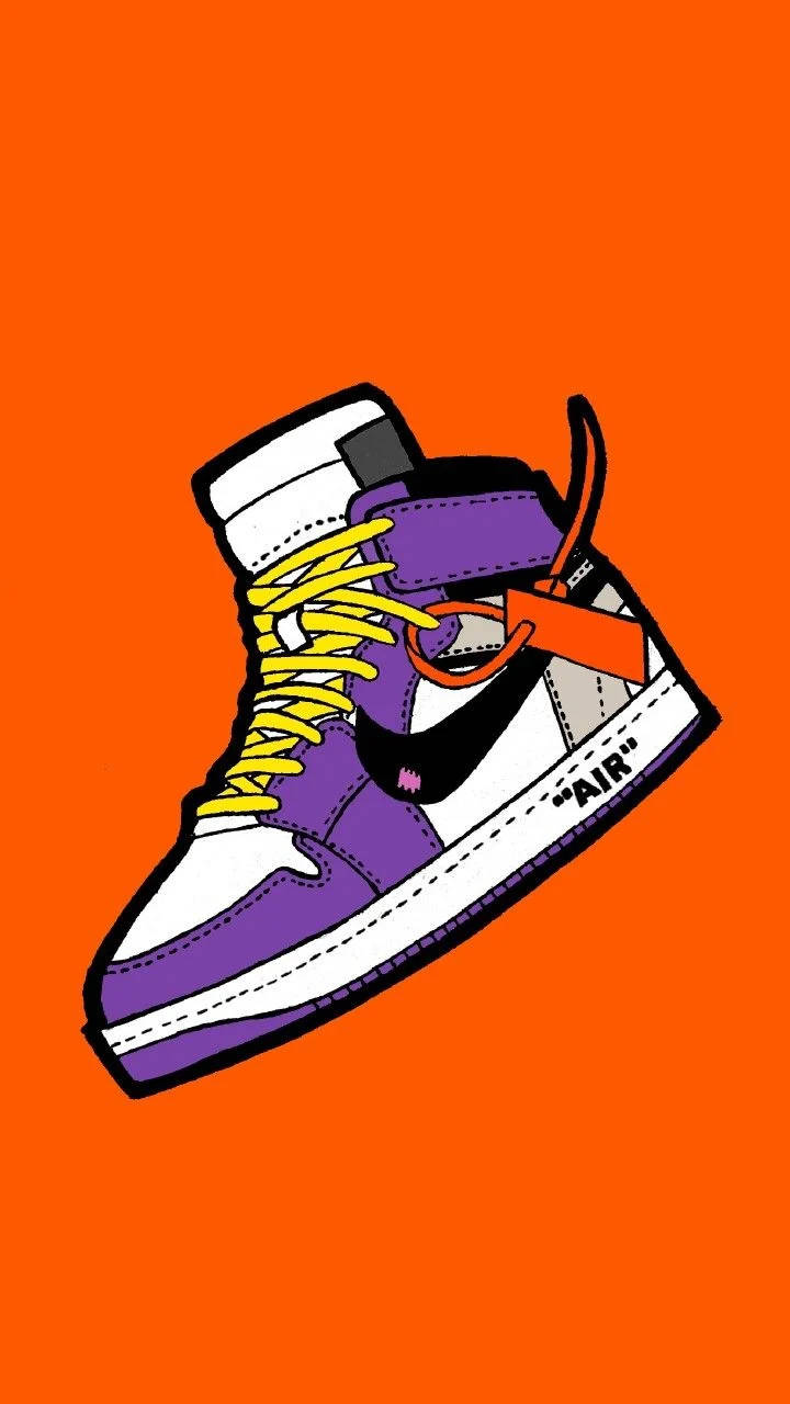 Pers en Oranje Spotprent Nike Skoene Muurpapier
