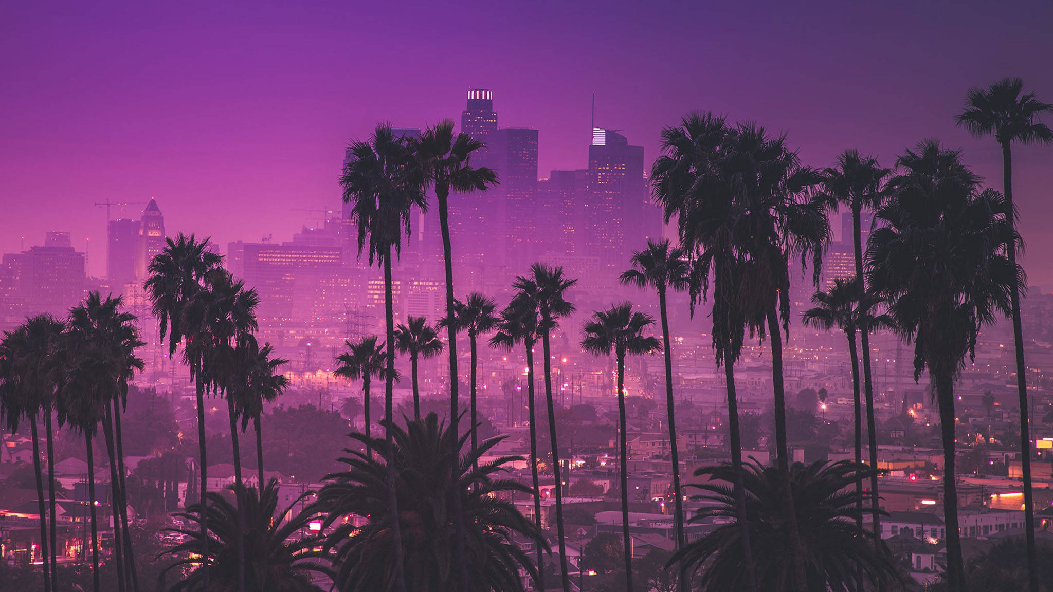 Pers Los Angeles-sonsondergang Muurpapier