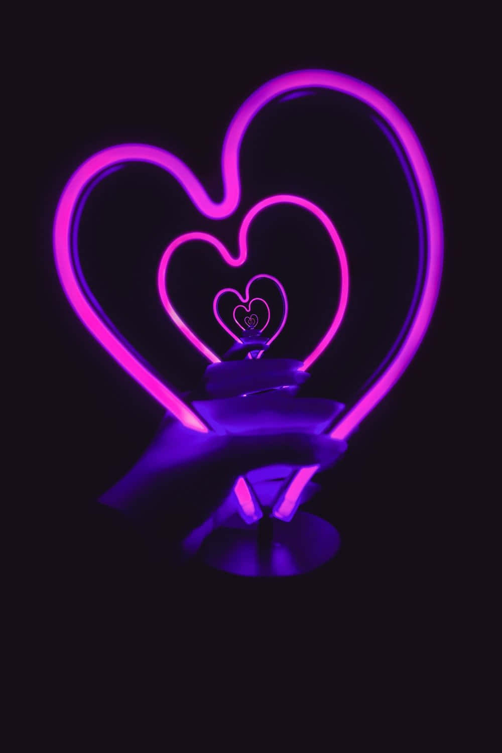 Pers Neon Hart Lamp Illustrasie Muurpapier