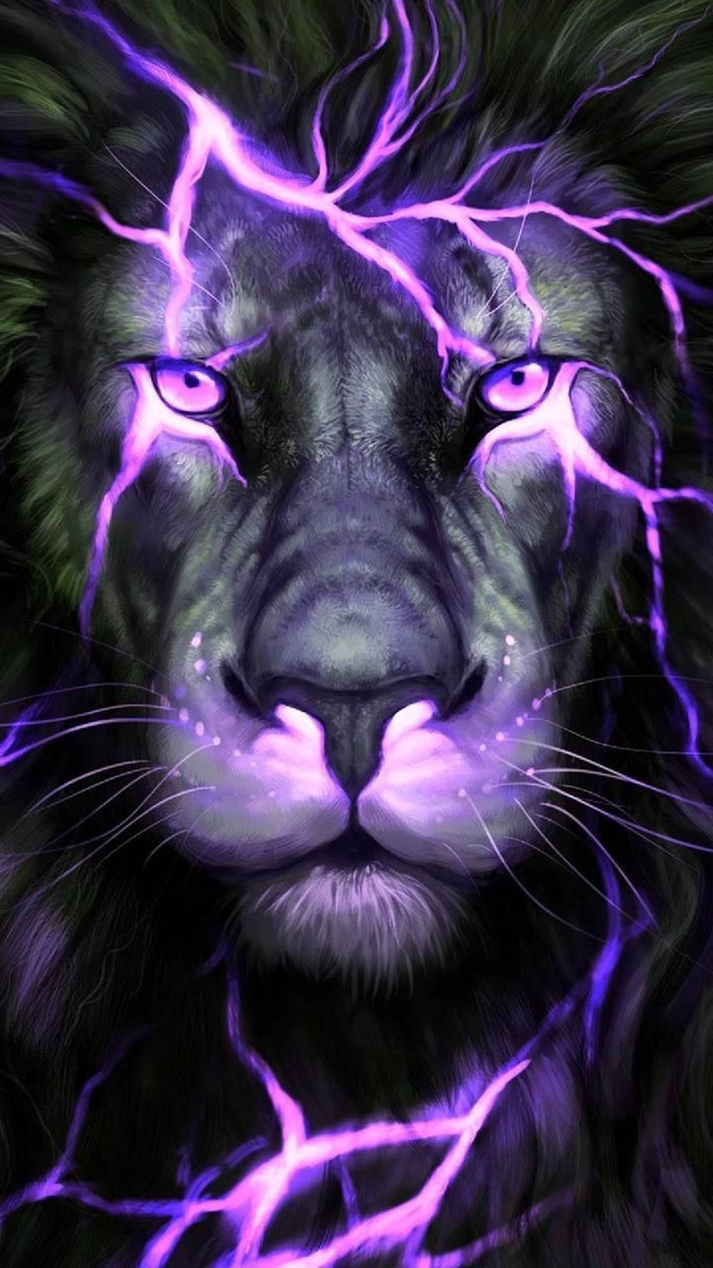 Pers Neon Leeu Galaxie Muurpapier