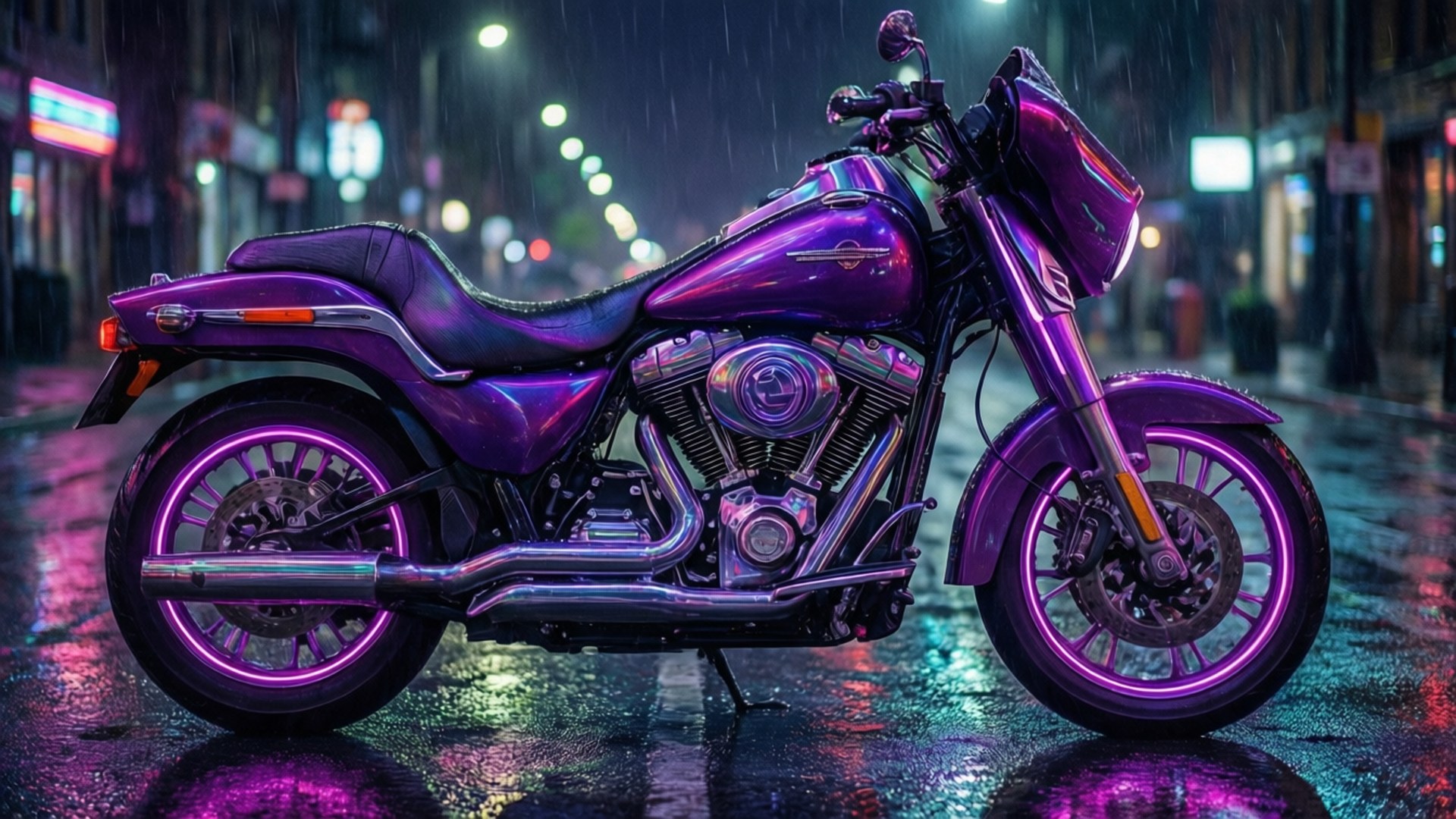 Pers Neon Motorfiets Muurpapier
