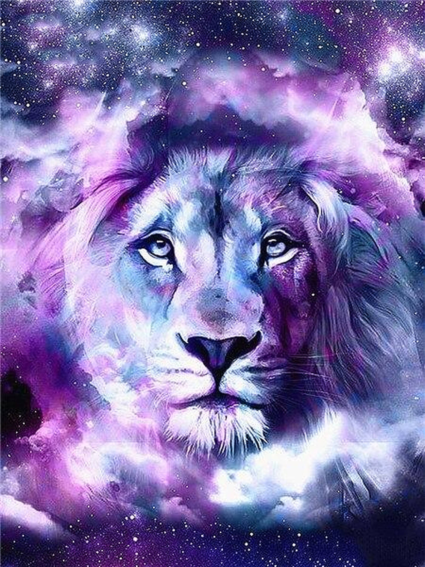 Pers Rook Galaxy Leeu Gesig Muurpapier