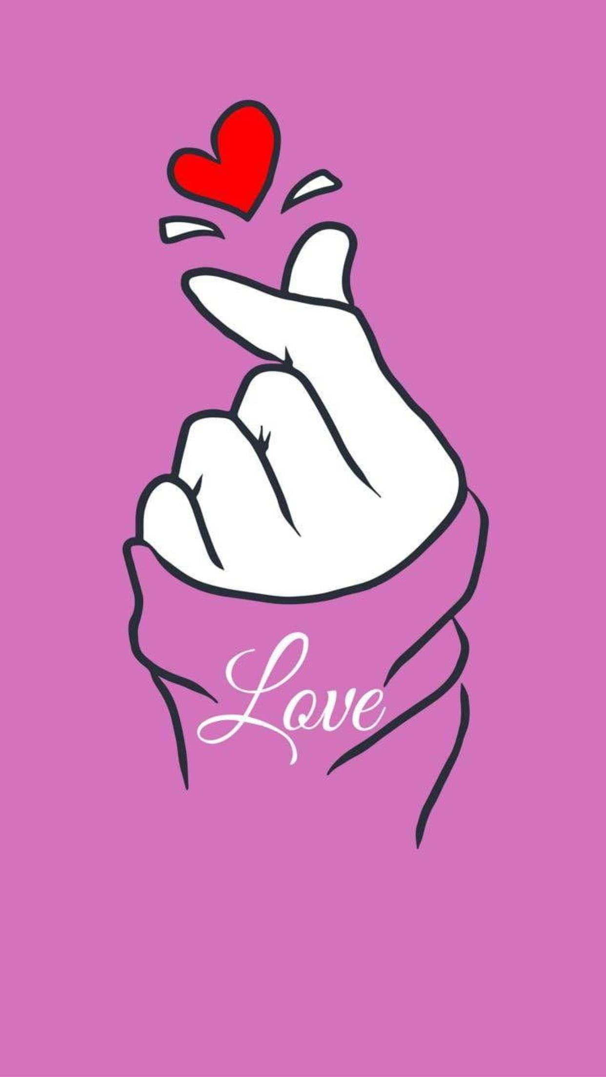 Pers Saranghae Vingerhart Muurpapier