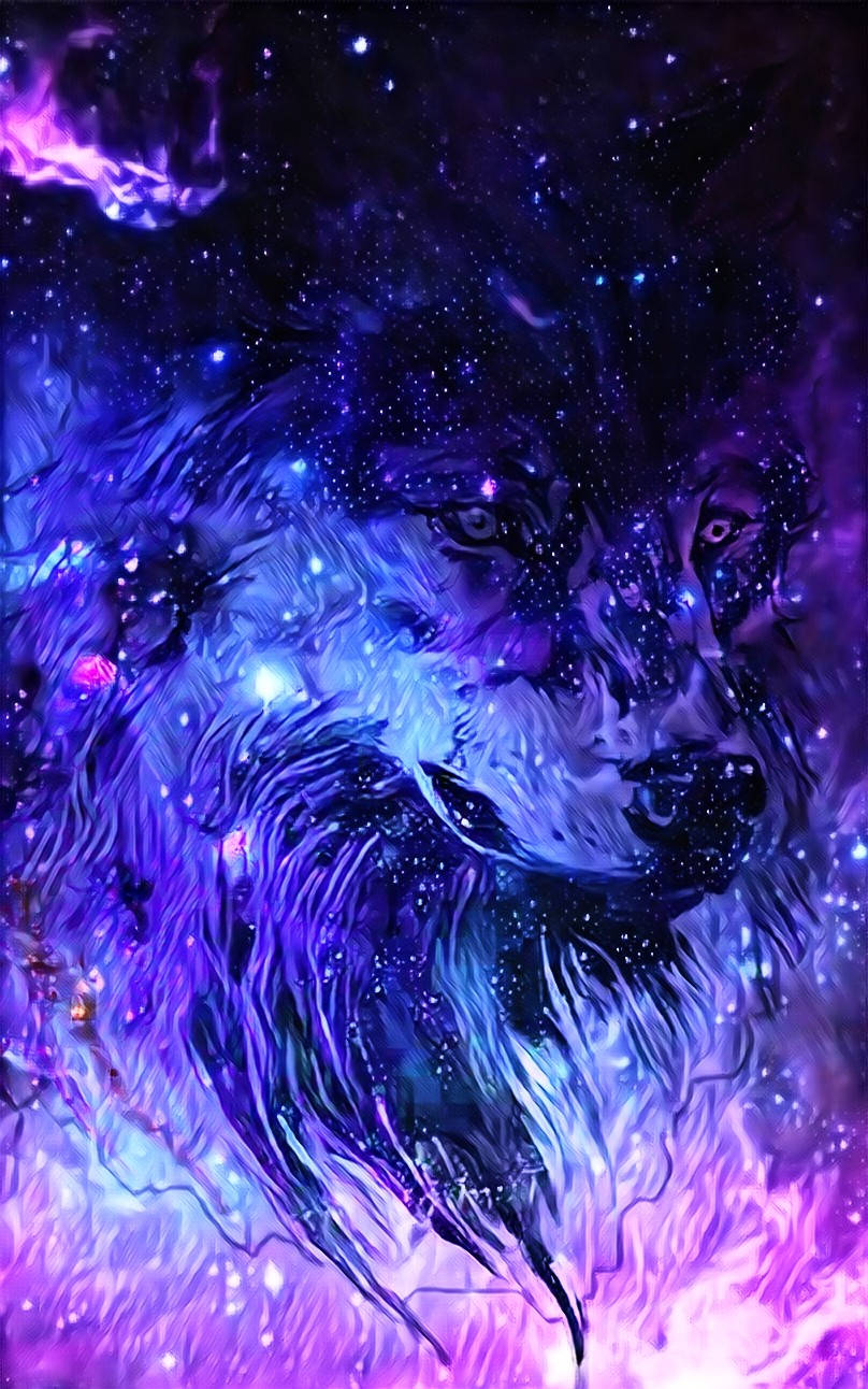 Pers Sterrestelsel Wolf Digitale Skildery Muurpapier