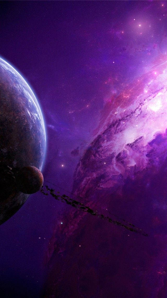 Pers Sterrestelsel en Planeet in die Ruimte iPhone Muurpapier