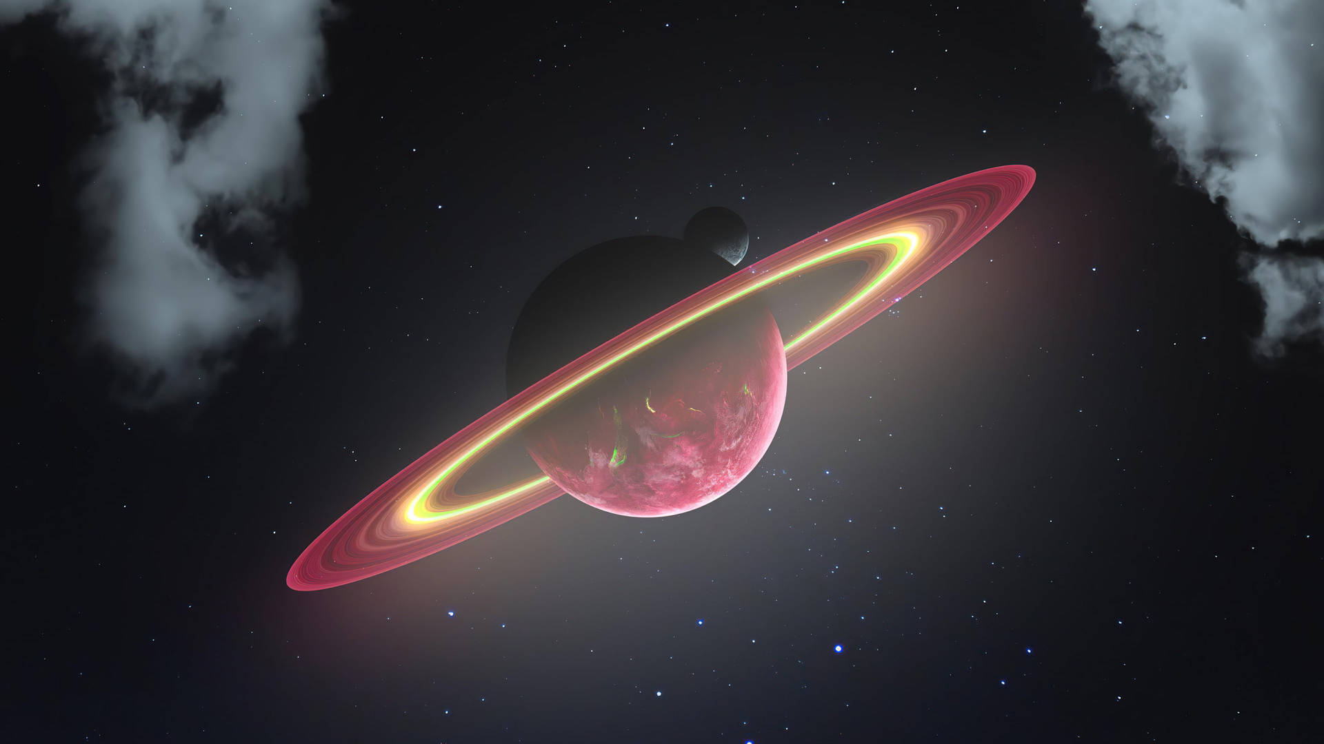 Rooi Saturnus 4K — 4K ruimte GIF Muurpapier