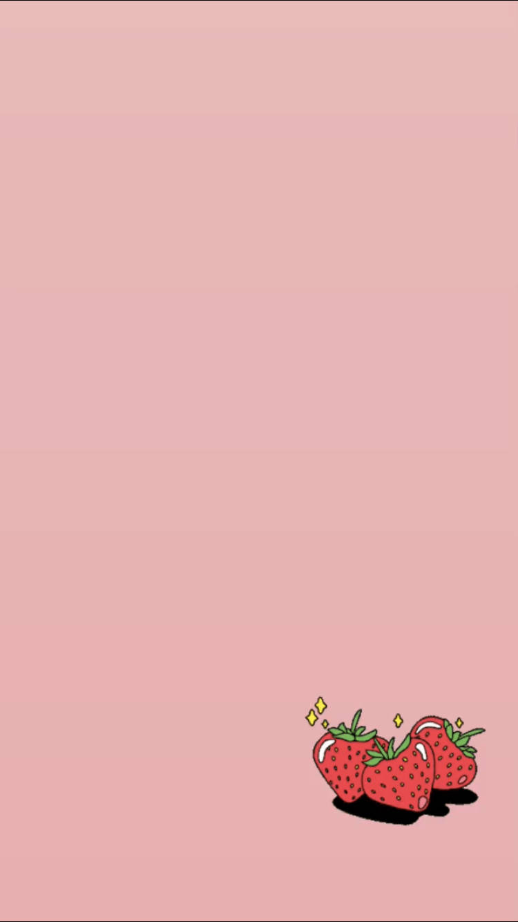 Pienk Aesthetic Aarbei-iPhone Muurpapier