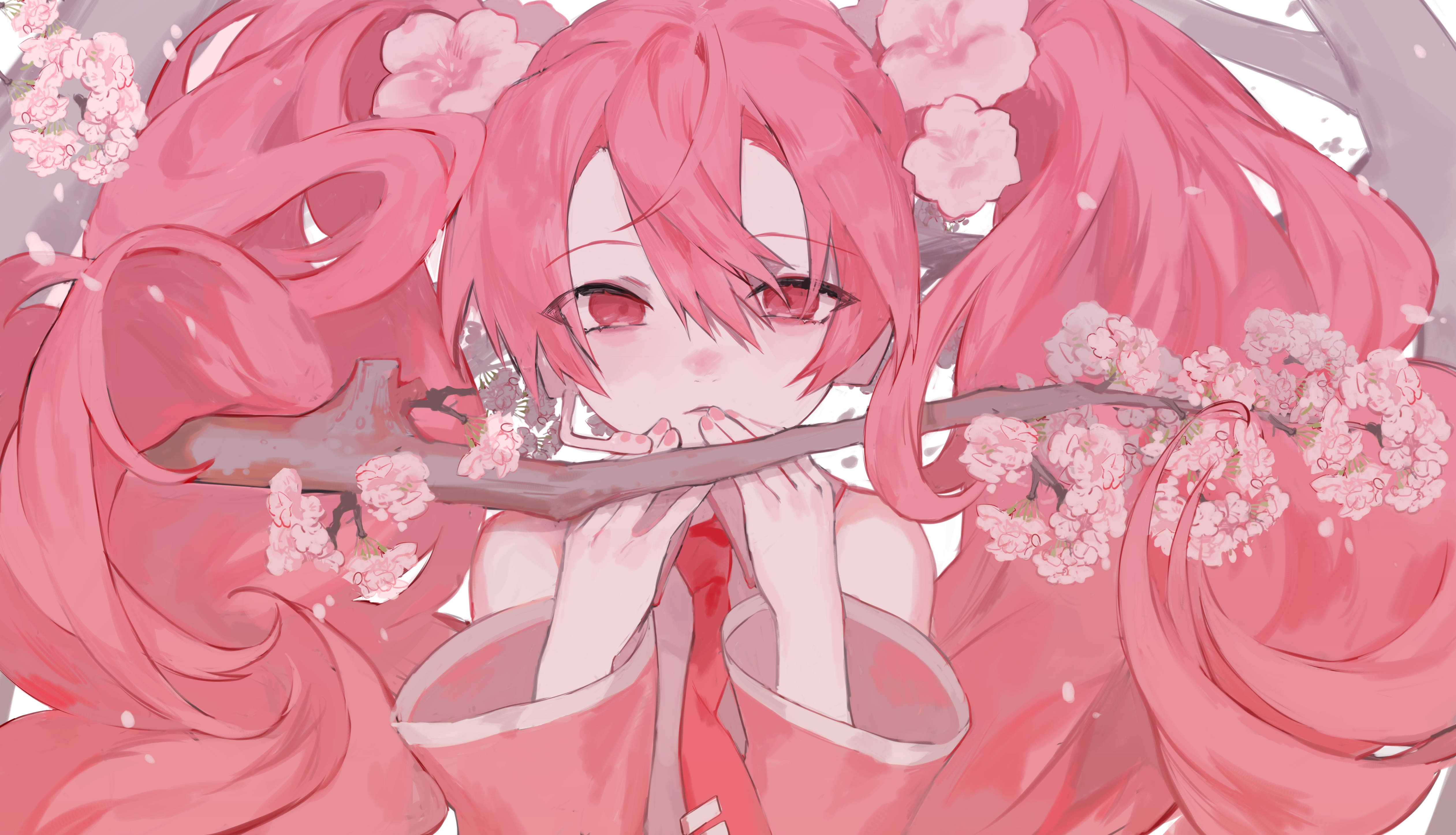 Pienk Anime Aesthetic Sakura Miku Muurpapier