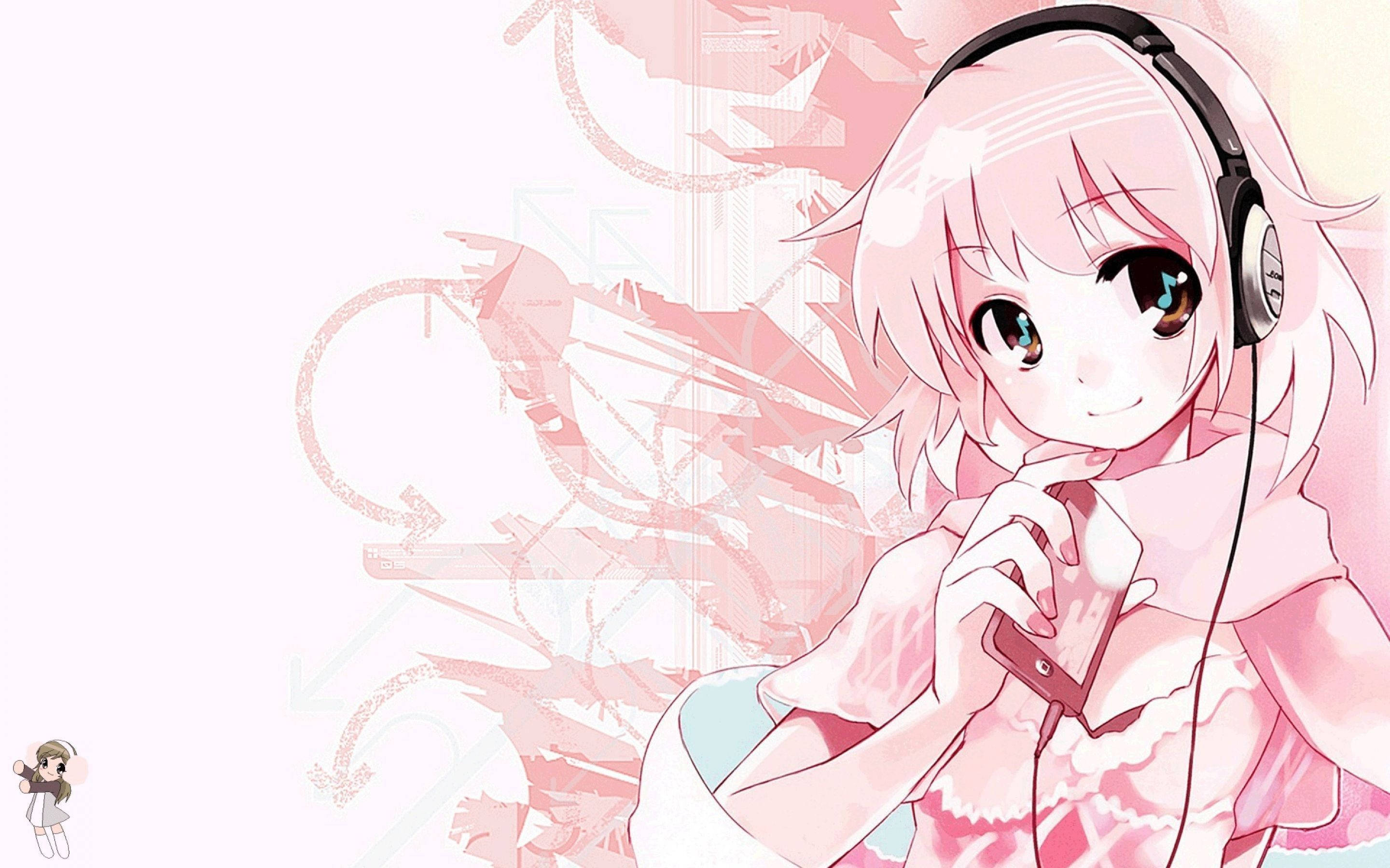 Pienk Anime Estetika Sonico Muurpapier