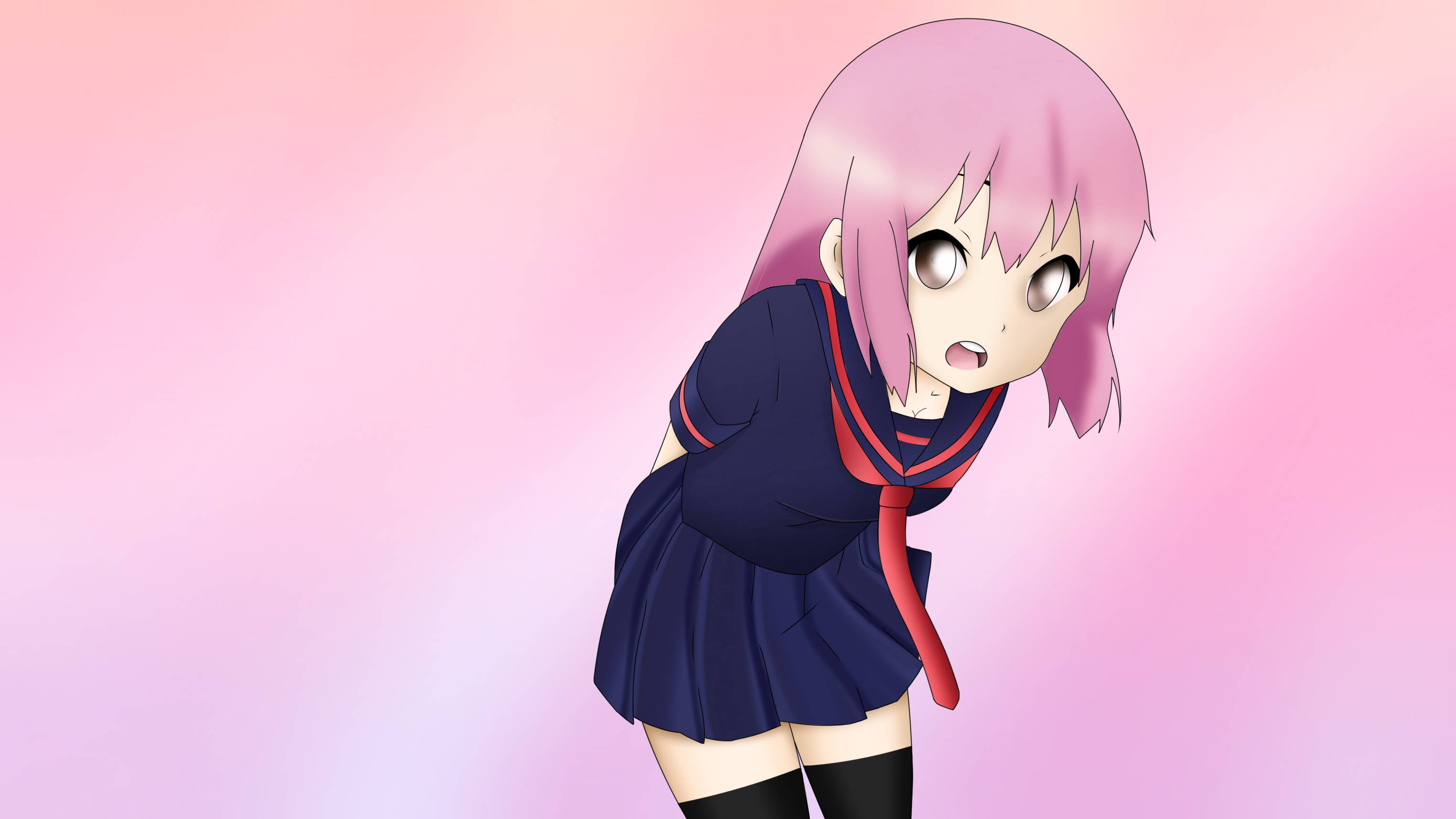 Pienk Anime-estetika Skoolmeisie Muurpapier
