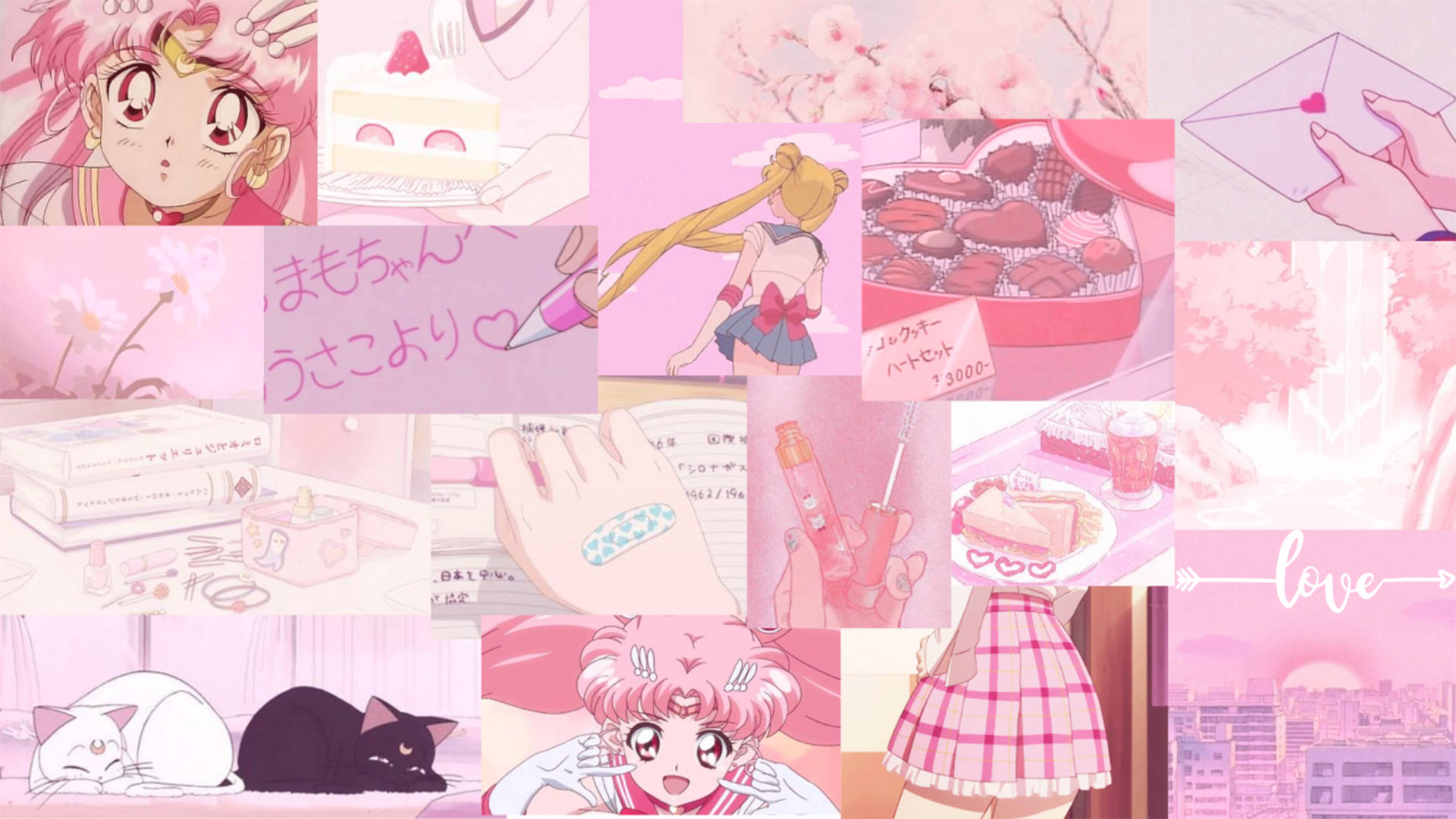 Pienk Anime Estetika Sailor Moon Muurpapier