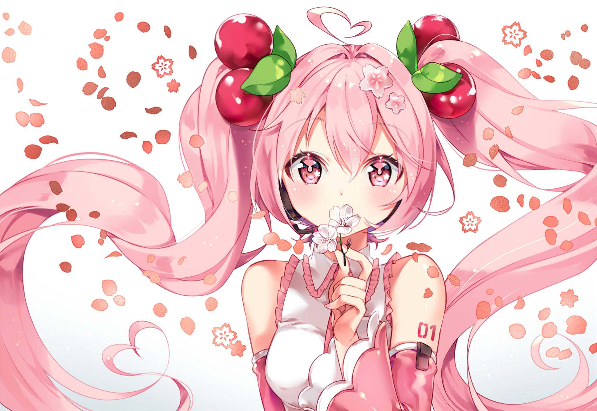 Pienk Anime Estetiek Kersie Miku Muurpapier