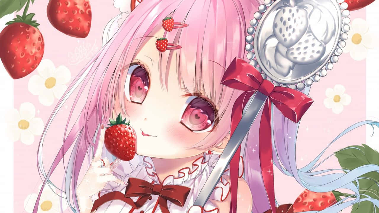 Pienk Anime Estetiek prente Muurpapier