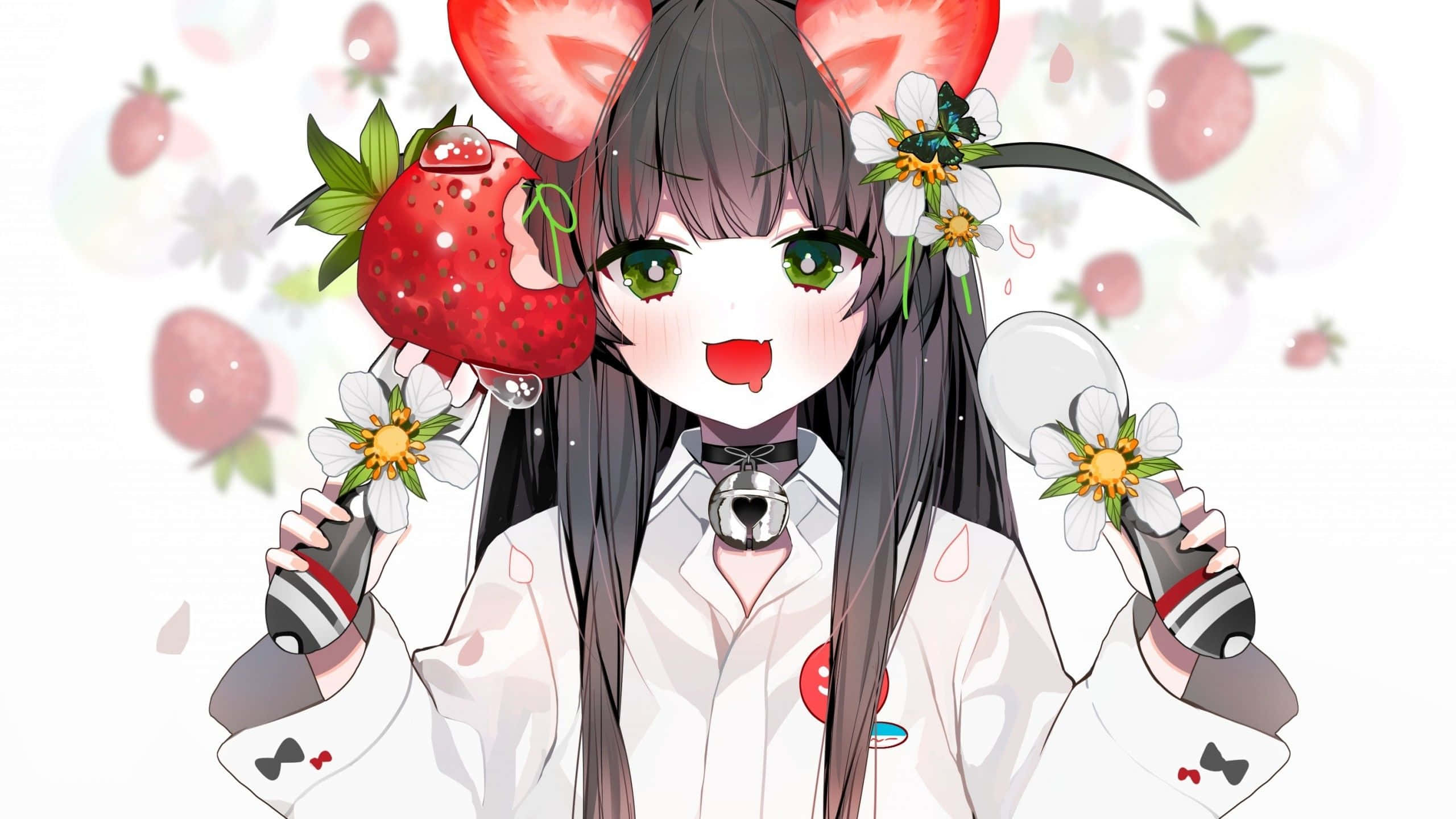 Pienk Anime-estetiek prente Muurpapier