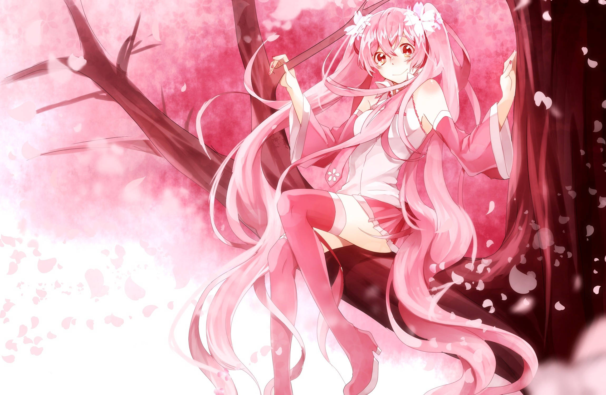 Pienk Anime Estetiek Sakura Muurpapier