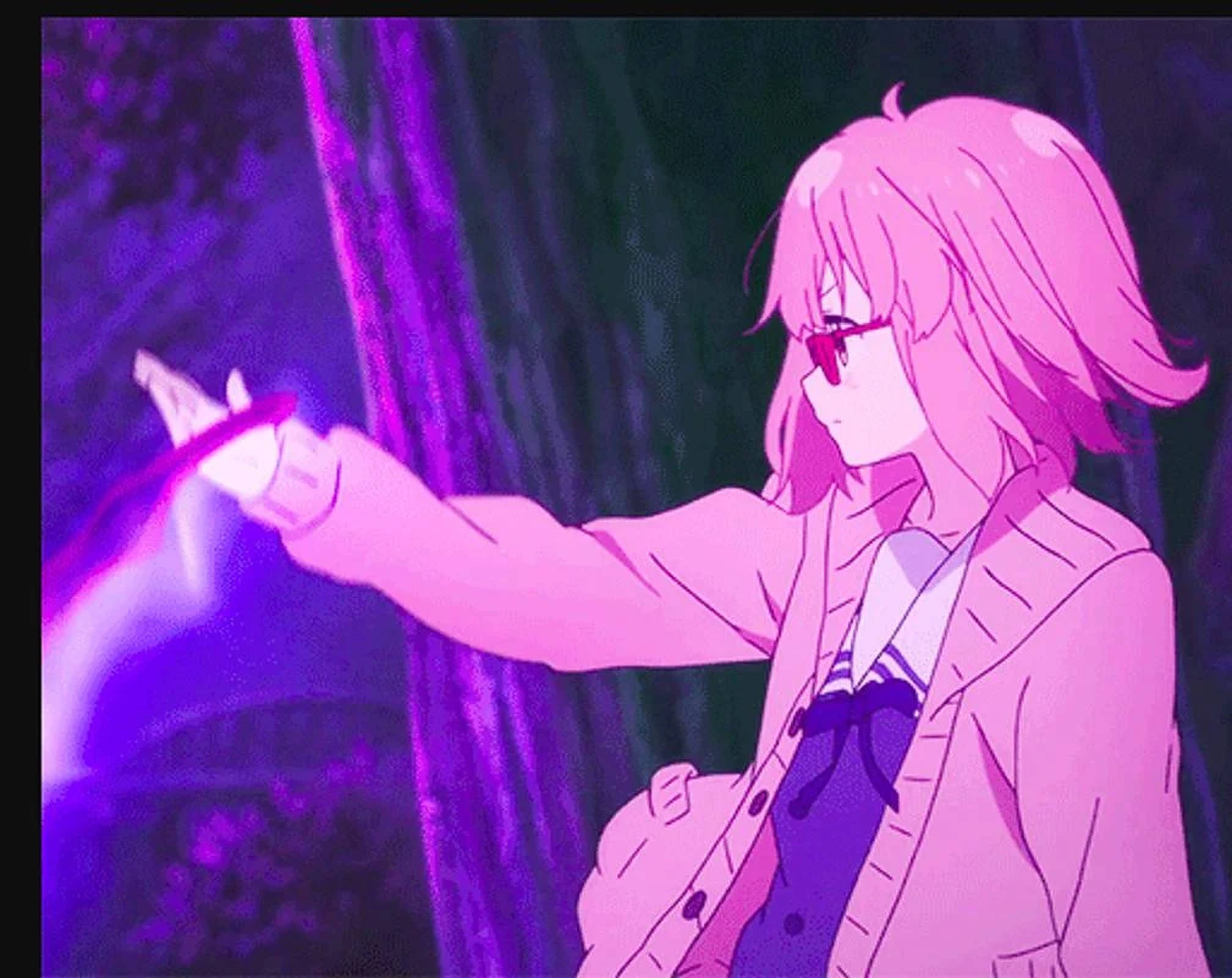Pienk Anime Estetiese Meisie Muurpapier