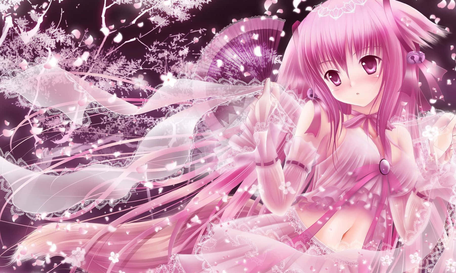 Pienk Anime Estetiese prente Muurpapier