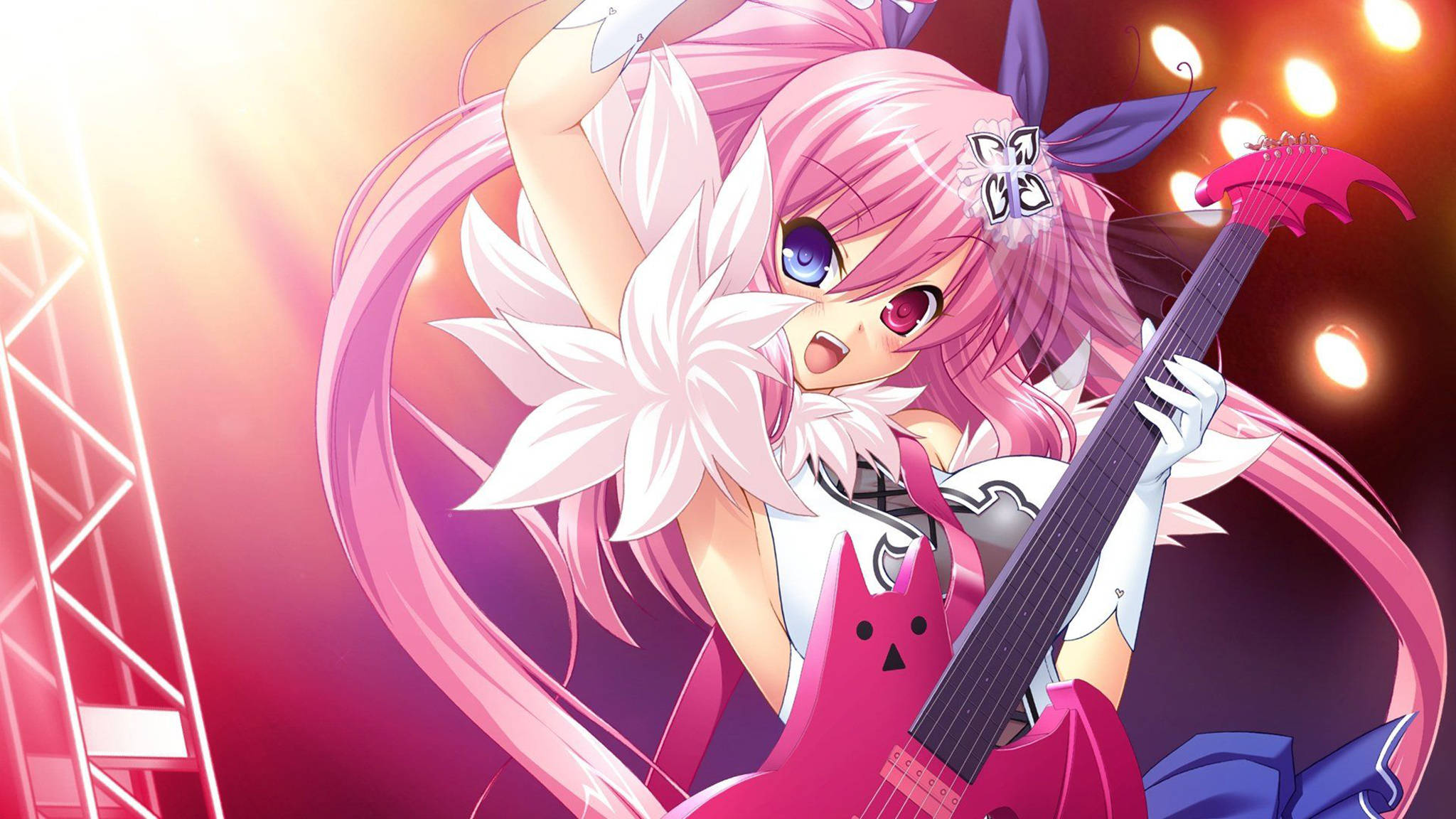 Pienk Anime-estetiese Rockstar-meisie Muurpapier