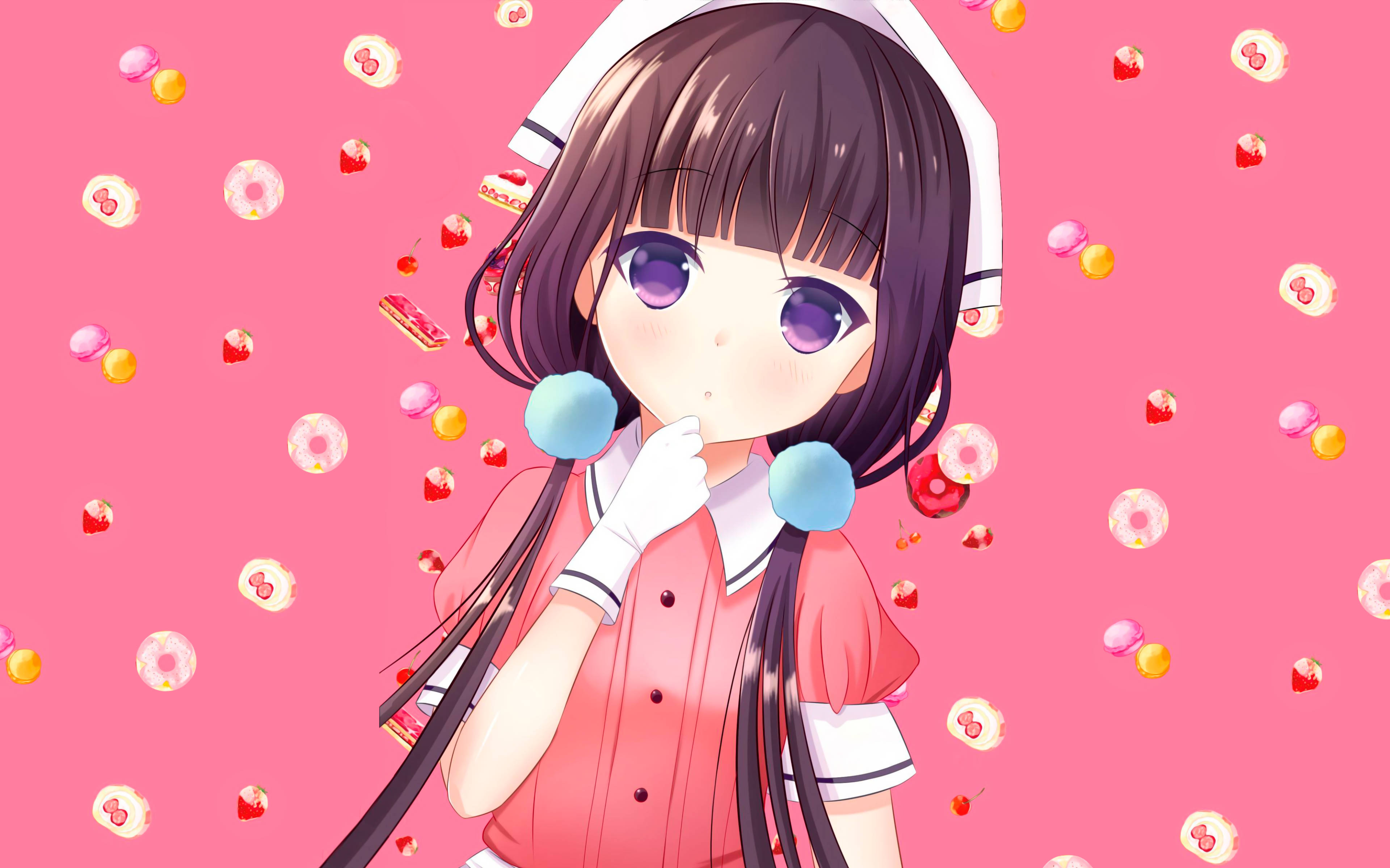 Pienk Anime-estetika Maika Muurpapier