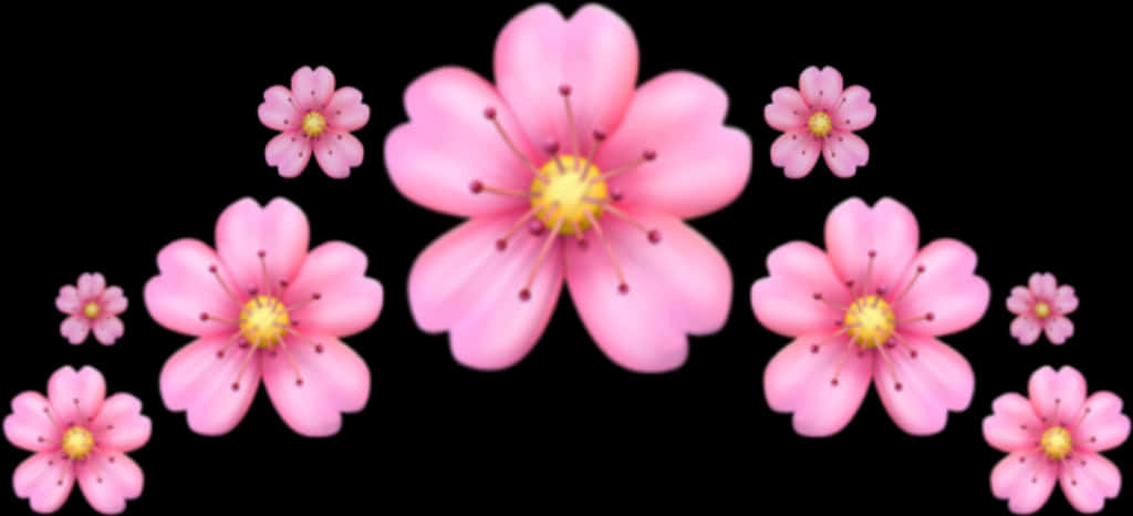 Pienk Blomme_ Swart Agtergrond Muurpapier