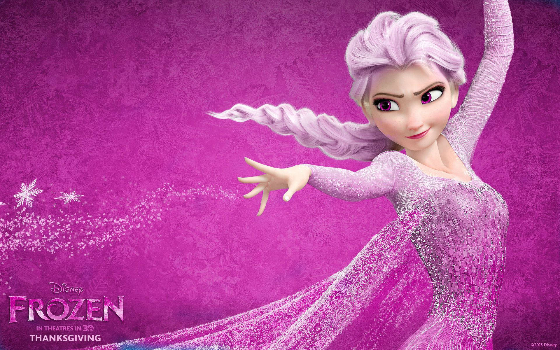Pienk Elsa Frozen Laat Dit Gaan Muurpapier