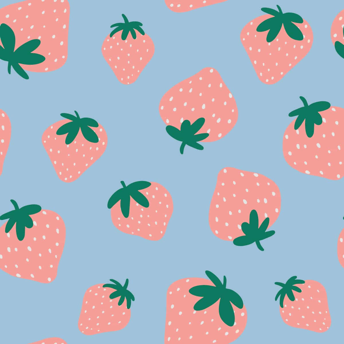 Pienk en Blou Pastel Oulike Aarbeie Muurpapier