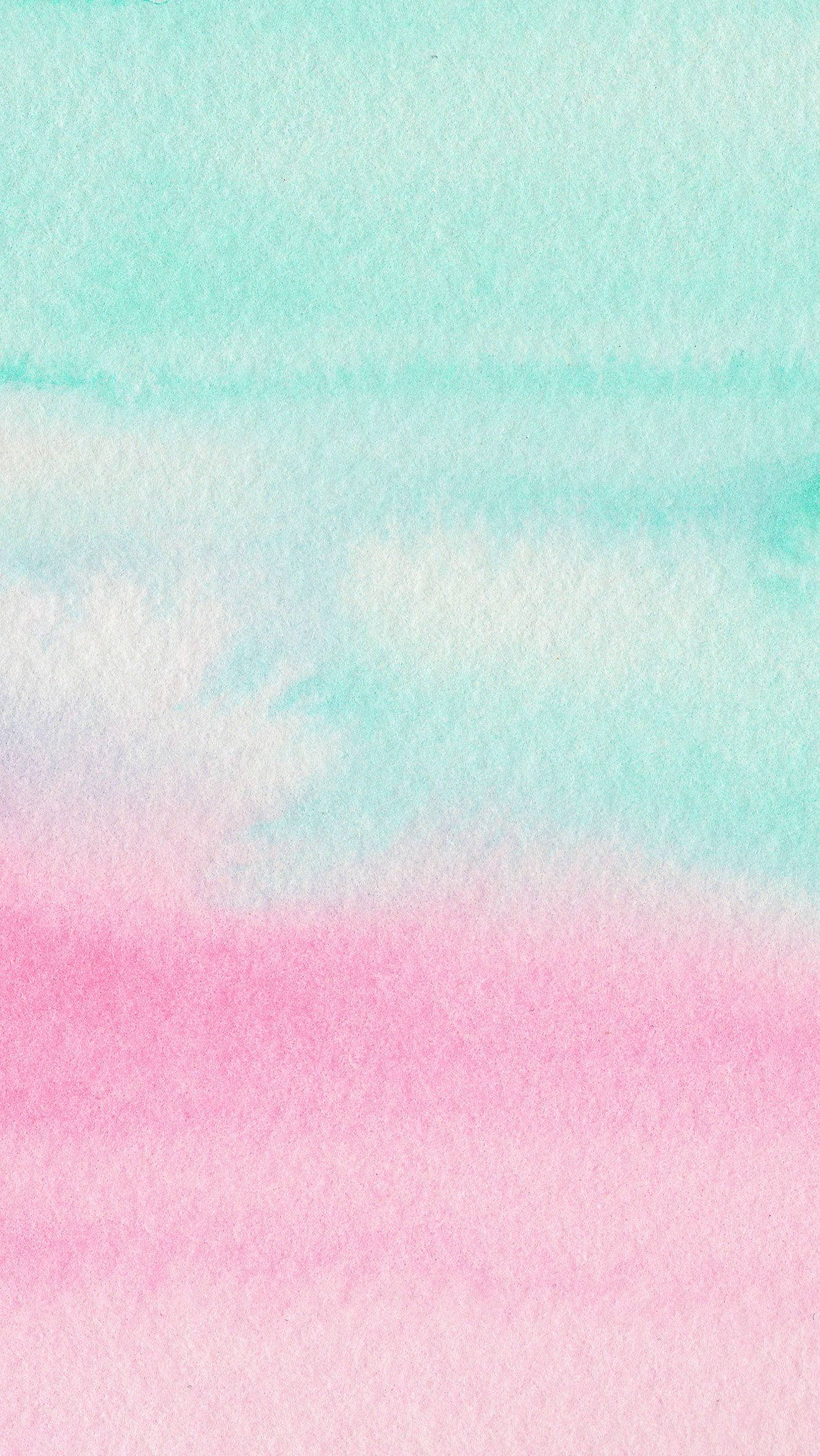 Pienk en Blou Waterverf Muurpapier