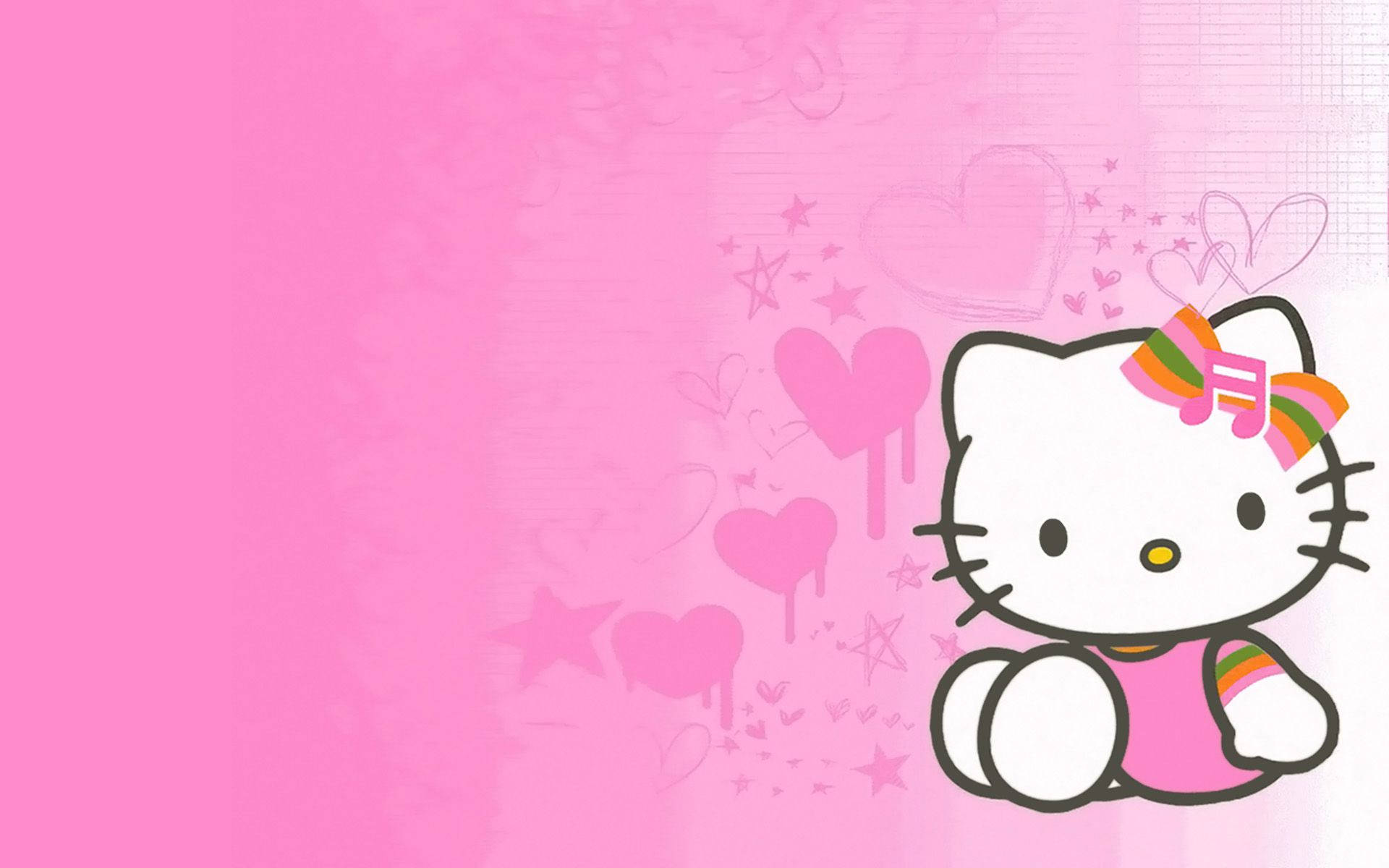 Pienk en Oranje Hello Kitty Esteties Muurpapier