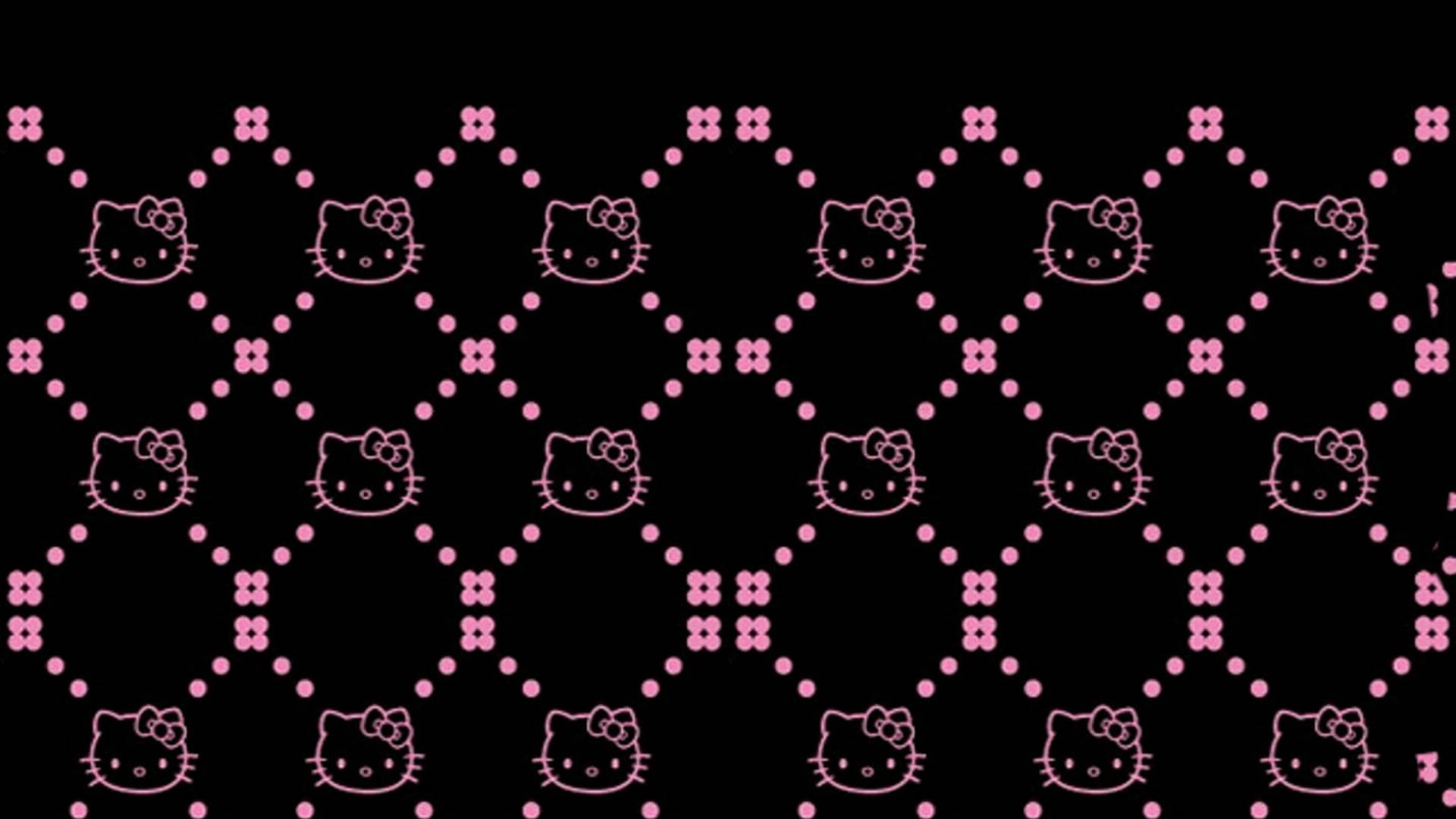Pienk en Swart Hello Kitty Patroon Muurpapier