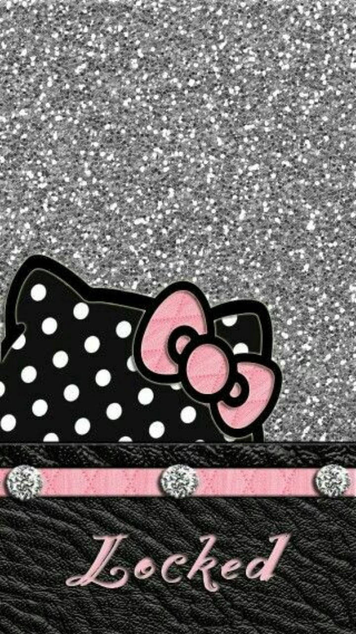 Pienk en Swart Hello Kitty Muurpapier