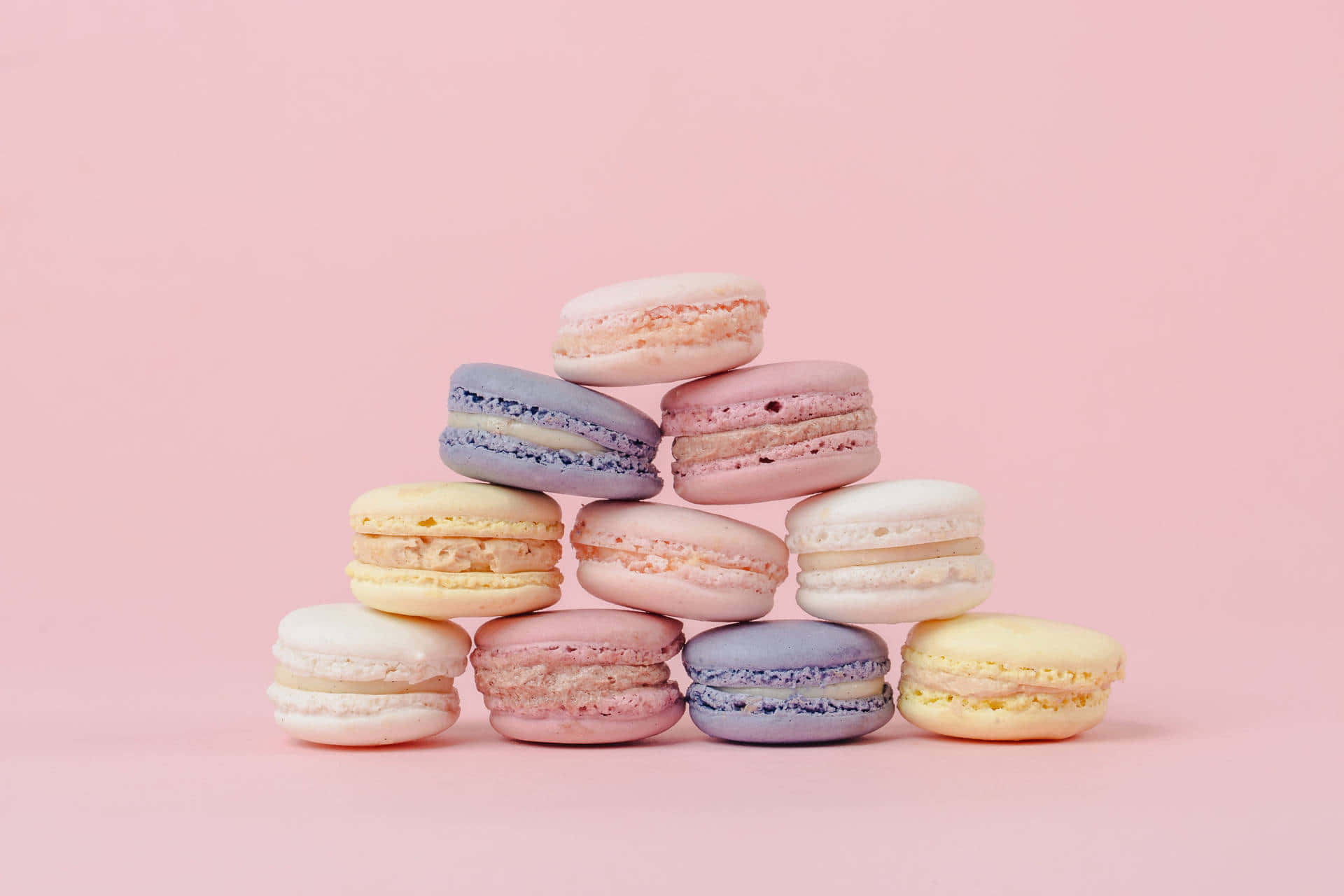 Pienk Estetiese Hoop Macaron Prent Muurpapier