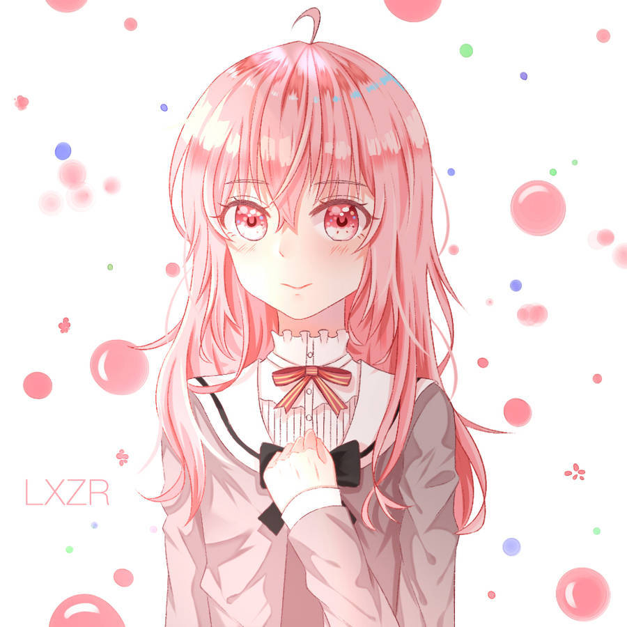 Pienk Estetiese Oulike Anime Meisie PFP Muurpapier