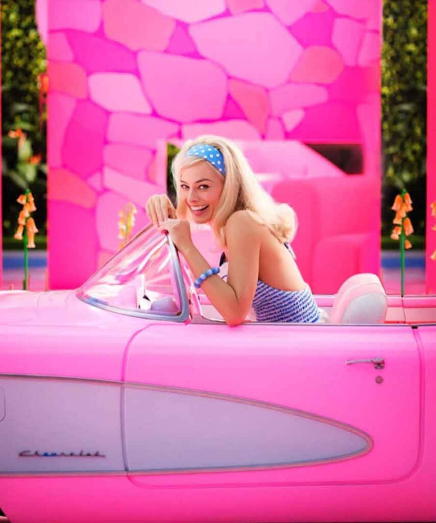 Pienk Estetiese Margot Robbie Prent Muurpapier