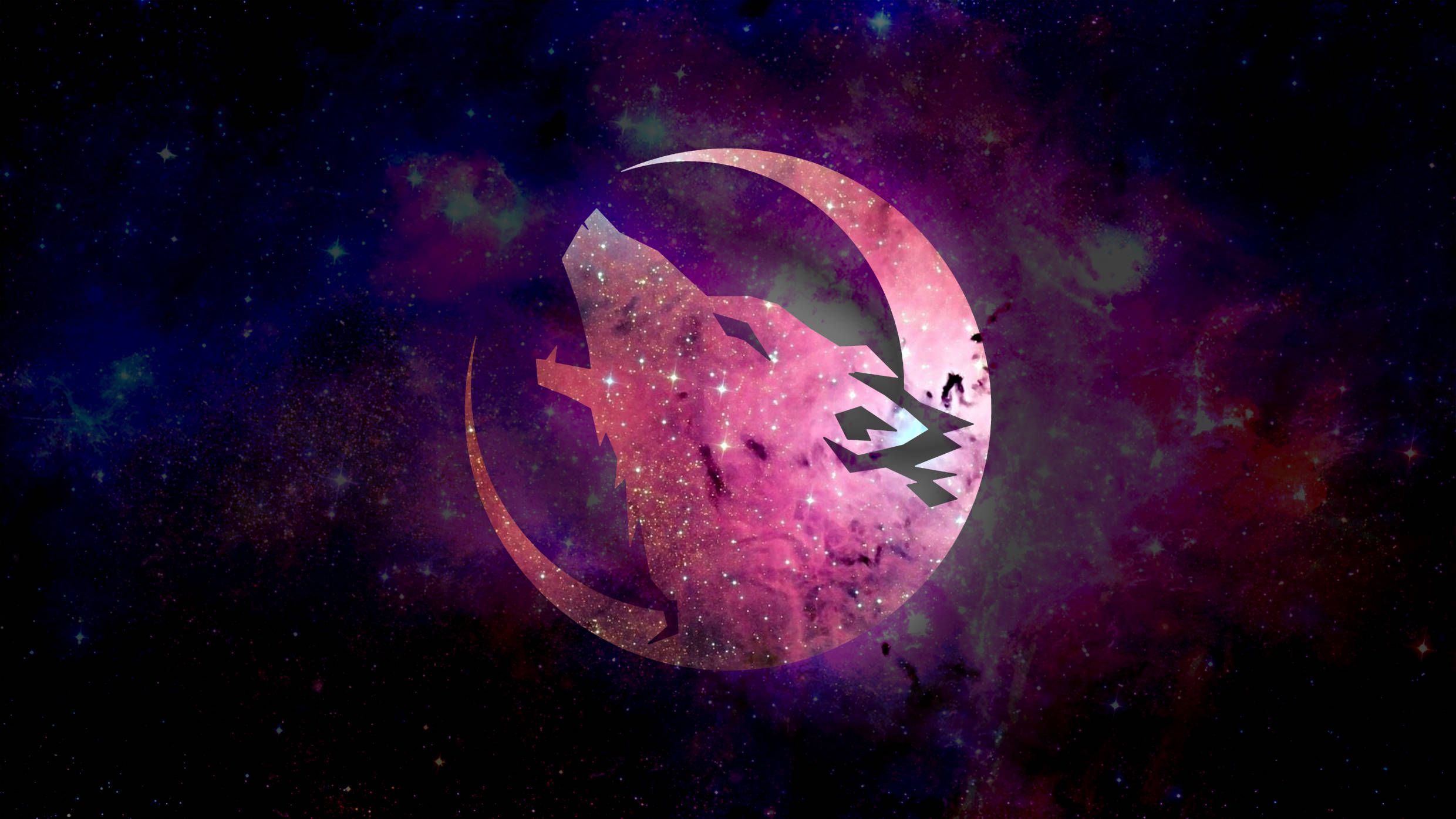 Pienk Galaxy Wolf Kuns Muurpapier