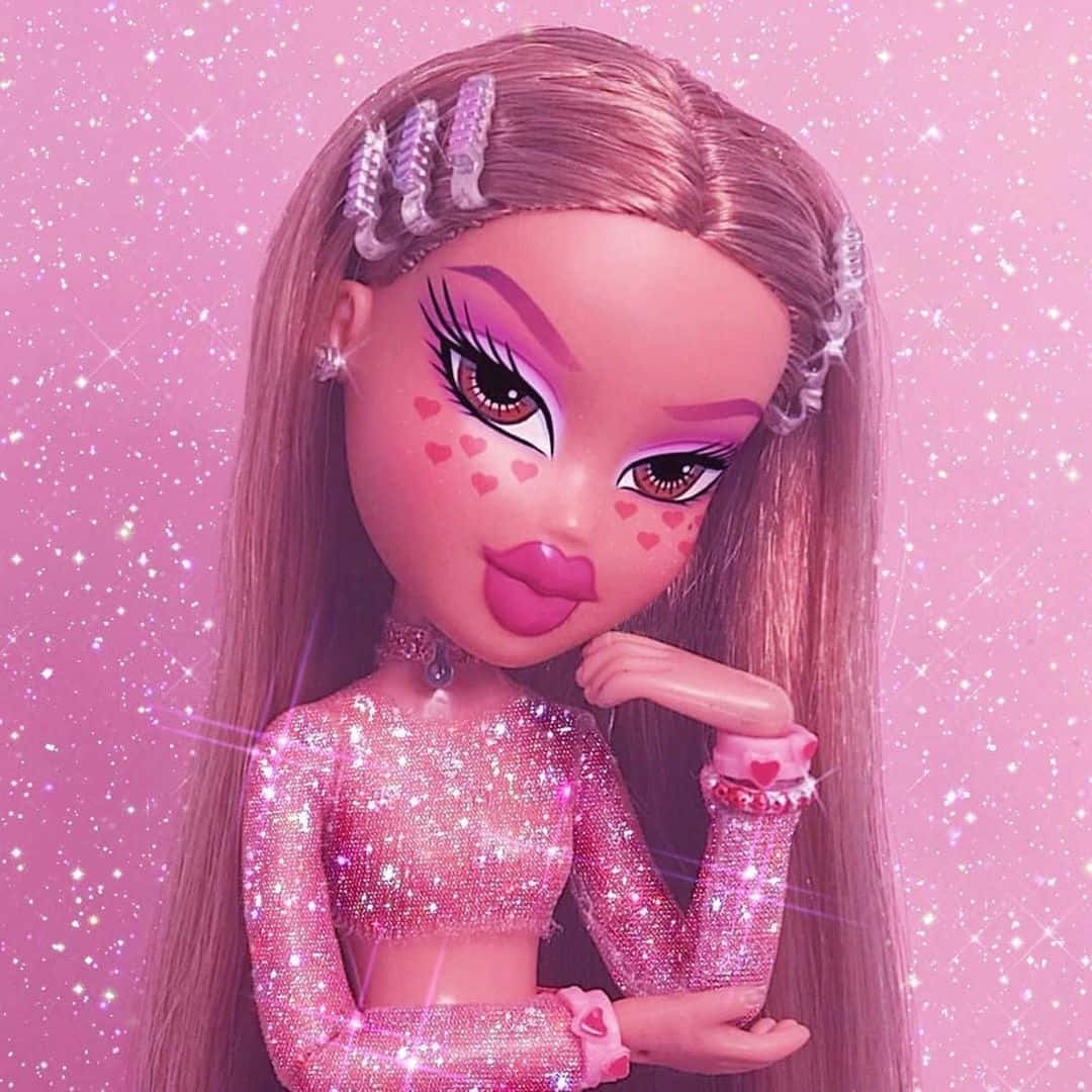 Pienk Glitter Estetiese Bratz Pop Muurpapier