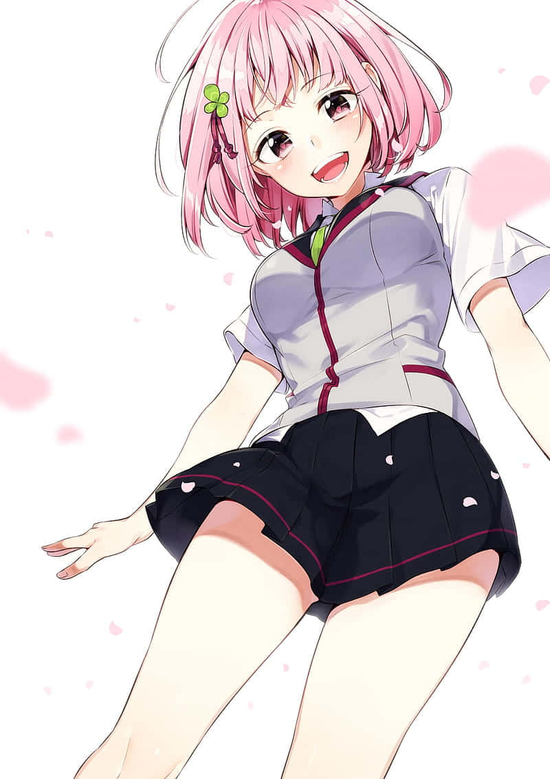 Pienk Hare Anime Meisie Muurpapier