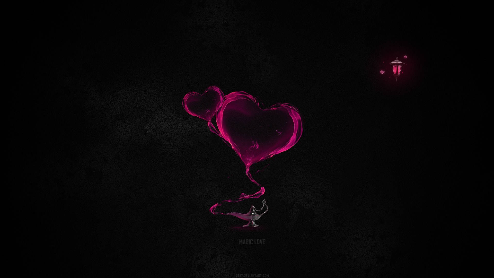 Pienk Hart Koel Swart Muurpapier