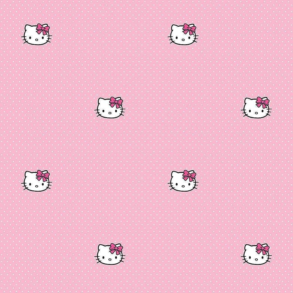 Pienk Hello Kitty Kop Patroon Muurpapier