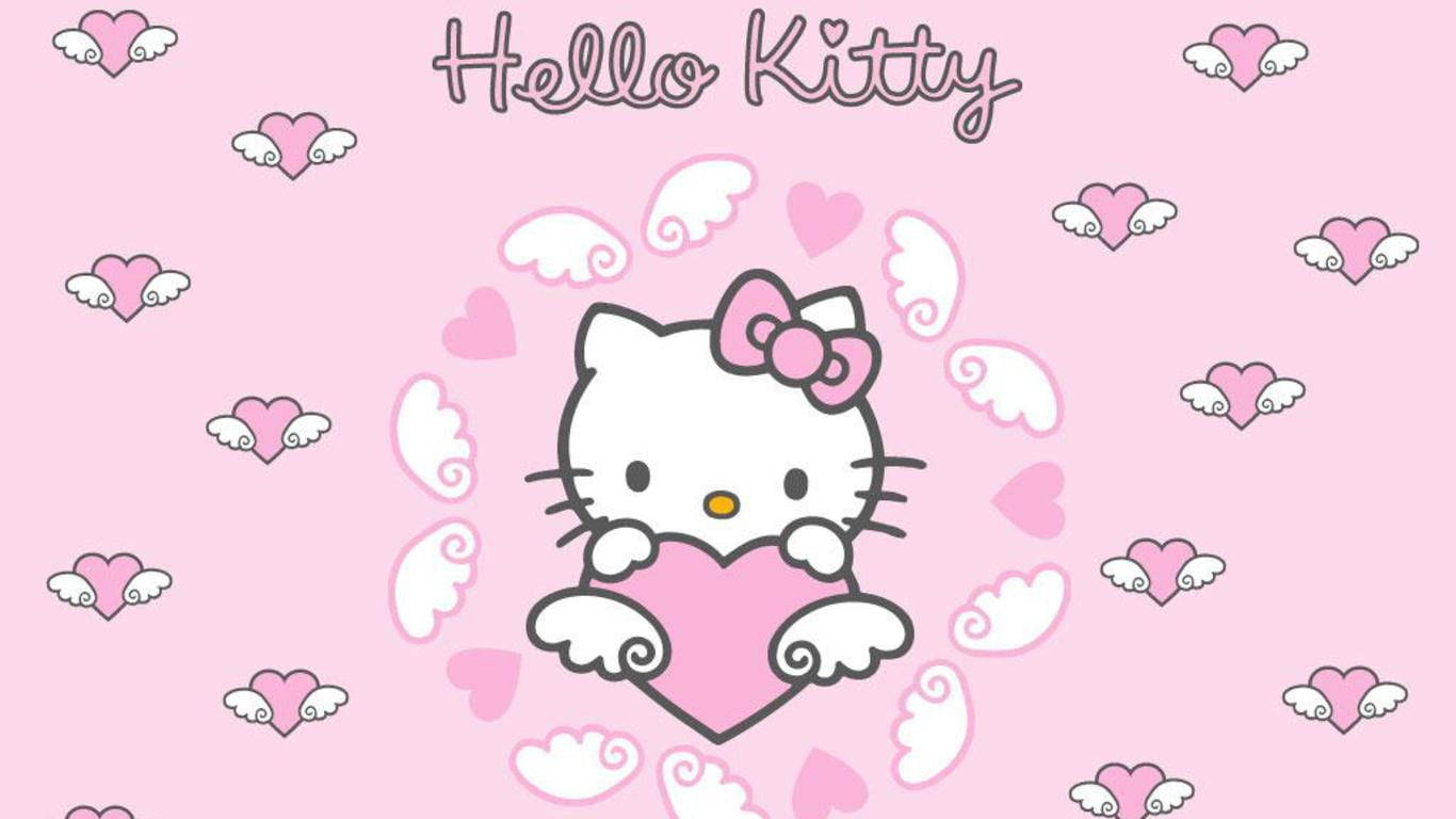 Pienk Hello Kitty Hart Met Vlerke — Sanrio GIF Muurpapier