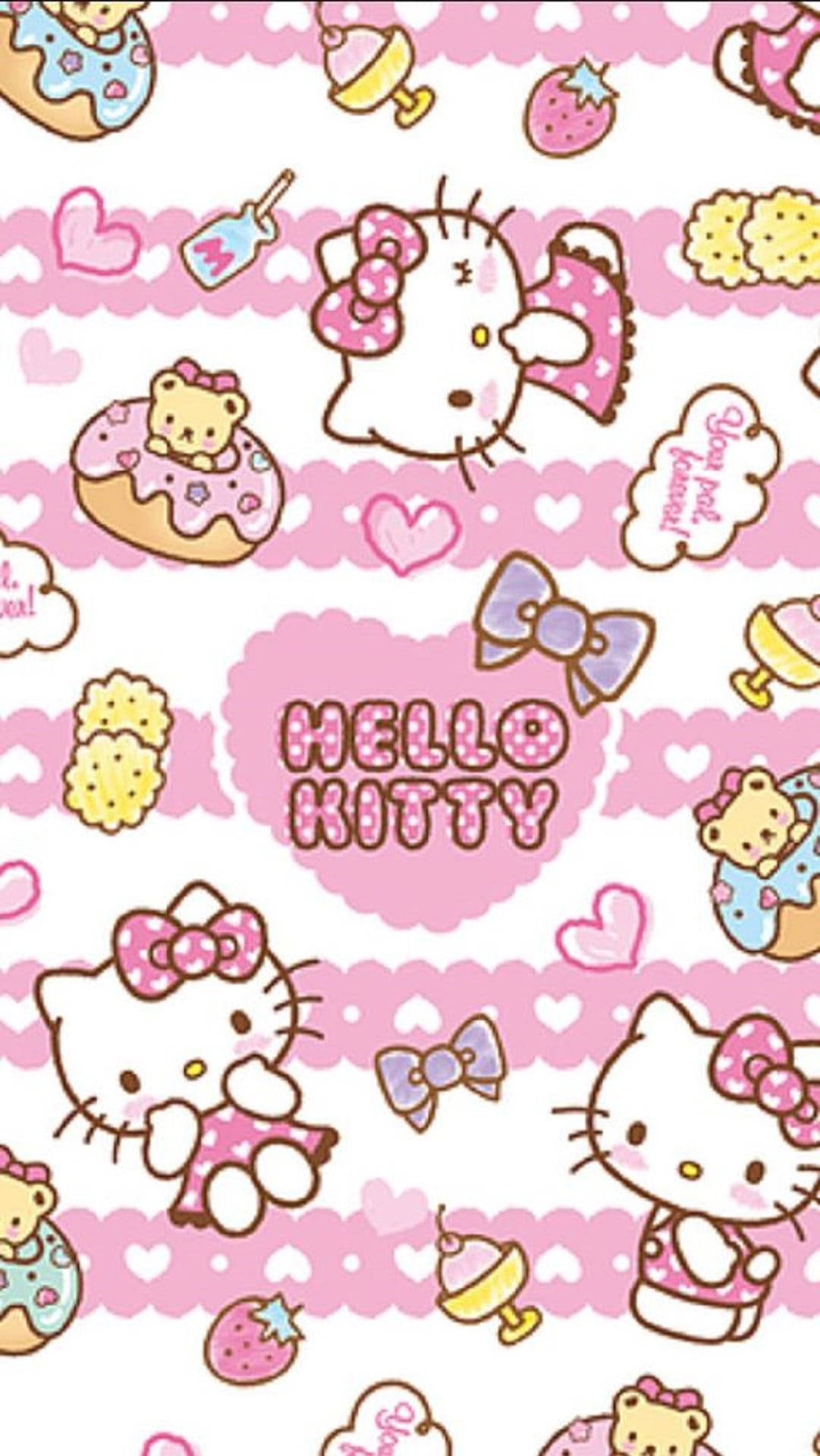 Pienk Hello Kitty met Kosgrafika — Hallo kitty GIF Muurpapier