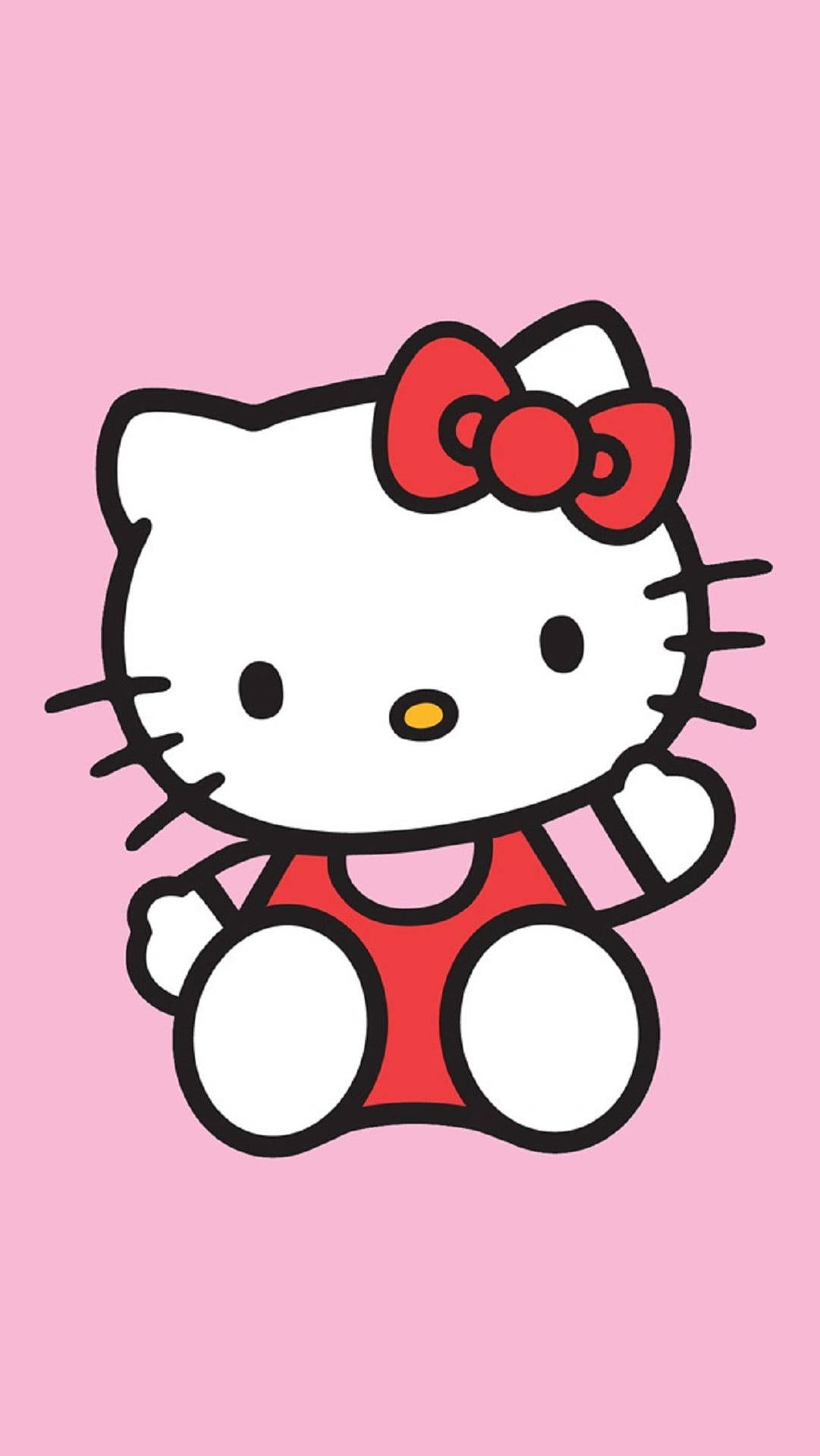 Pienk Hello Kitty wat waai en sit — Hallo kitty GIF Muurpapier