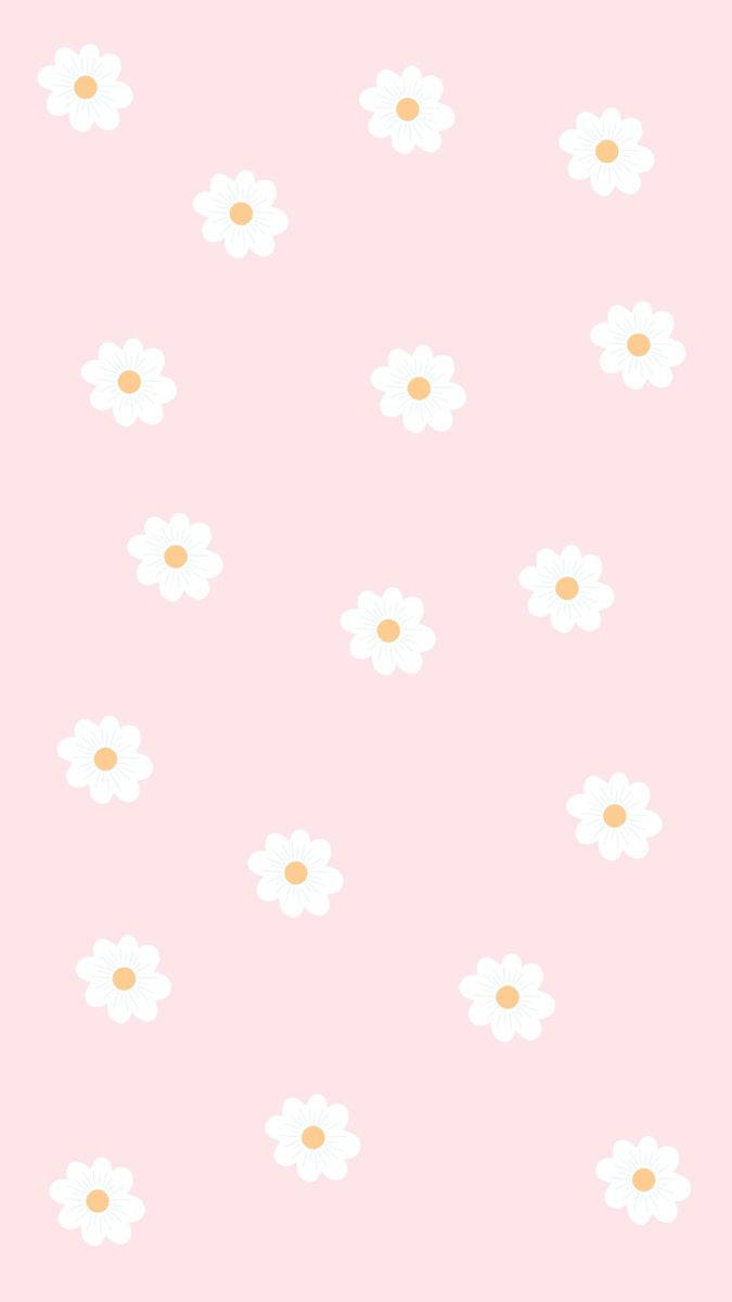 Pienk Kawaii Blom Naatlose Patroon Muurpapier
