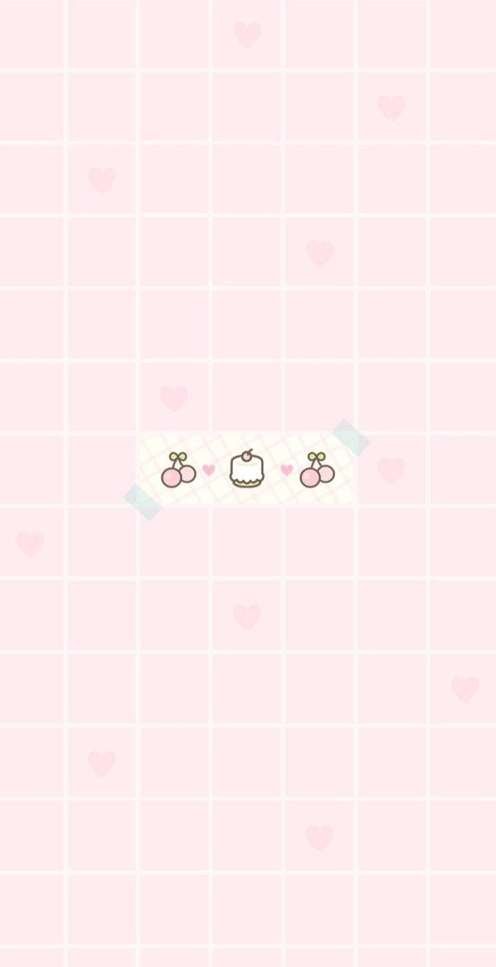 Pienk Kawaii Kersies Muurpapier