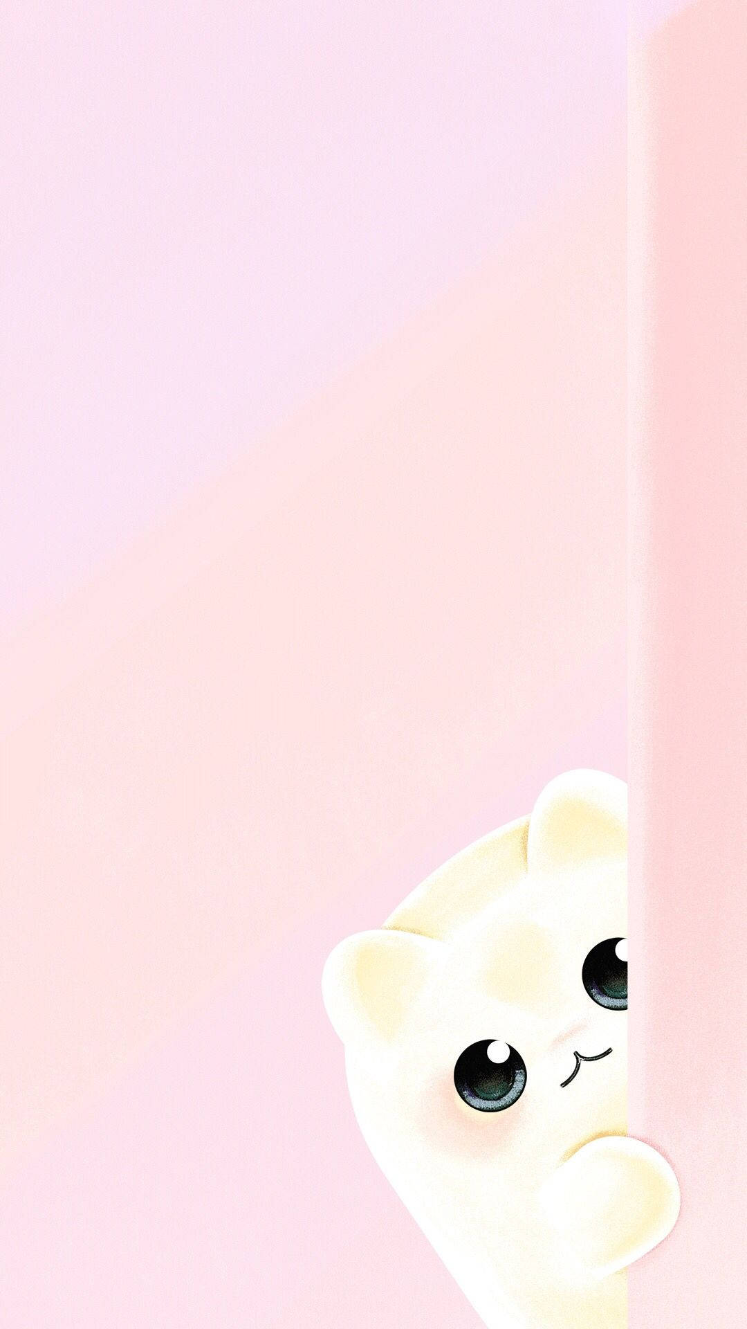 Pienk Kawaii loerende kat Muurpapier