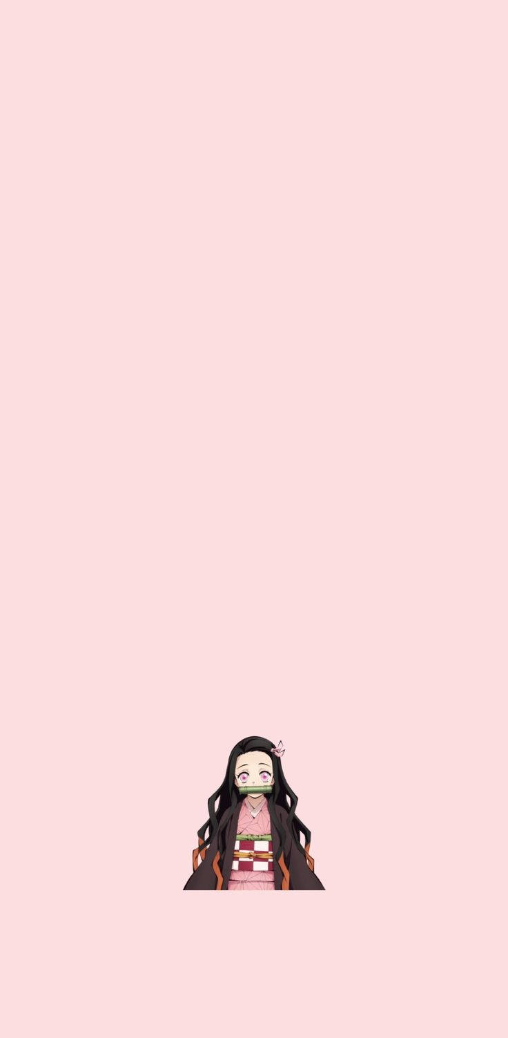 Pienk Kawaii Nezuko Muurpapier