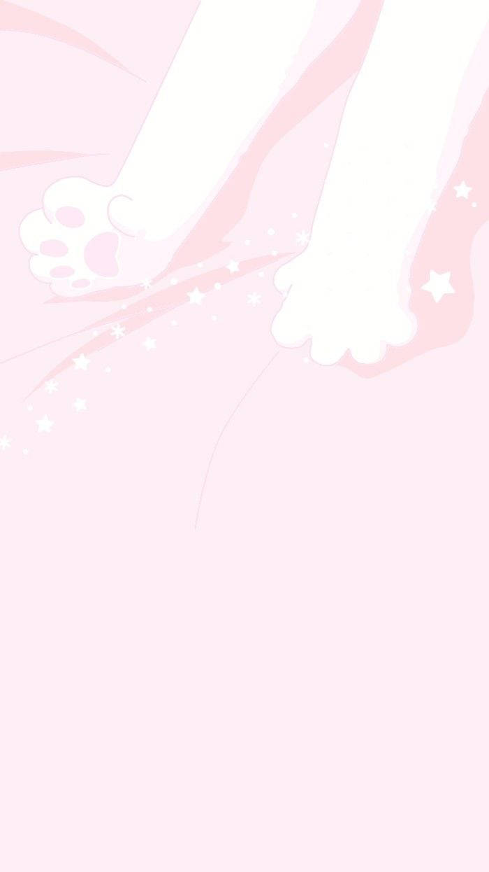 Pienk Kawaii Rekende Kat Muurpapier