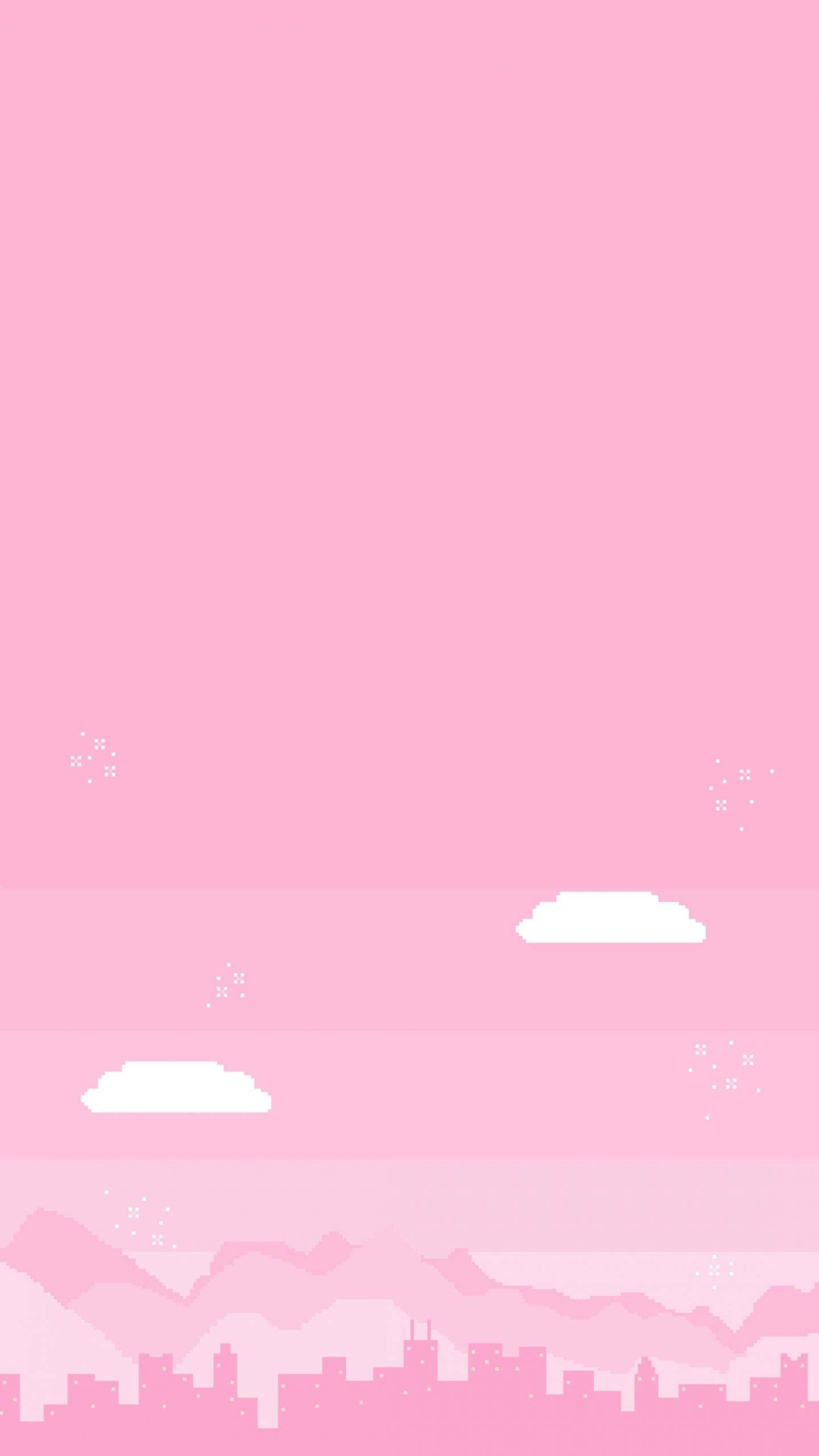Pienk Kawaii Stad Muurpapier