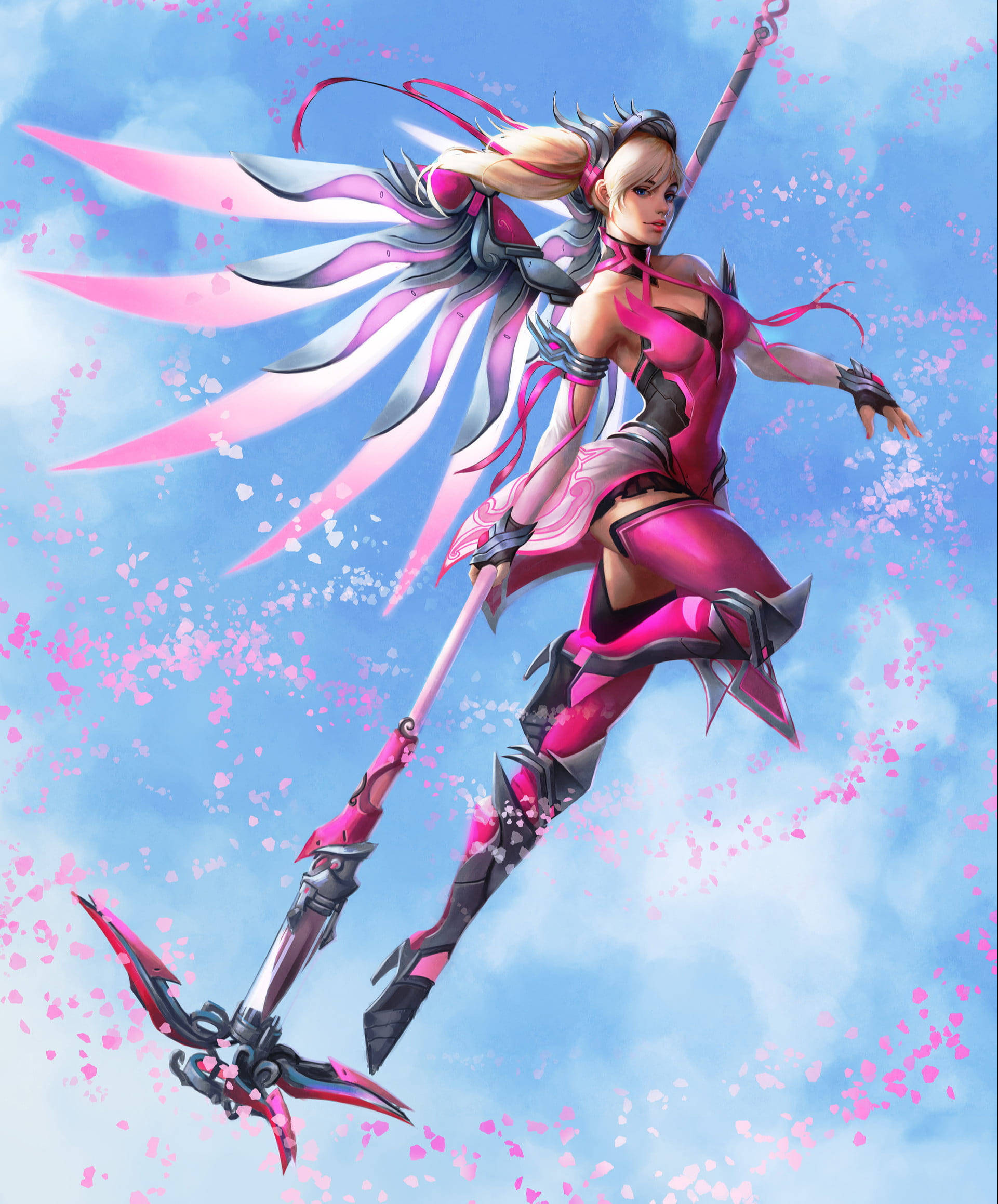 Pienk Mercy met Vlerke Muurpapier