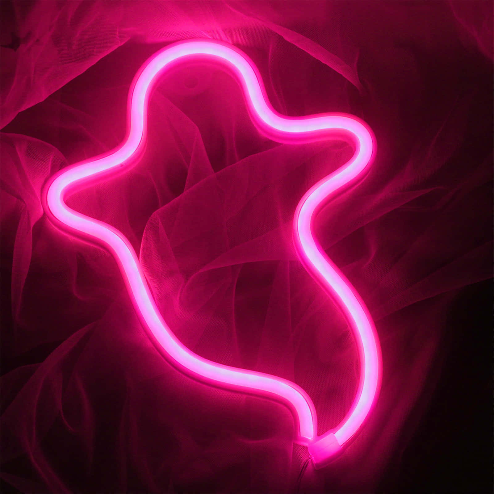 Pienk Neon Halloween Spookteken Muurpapier