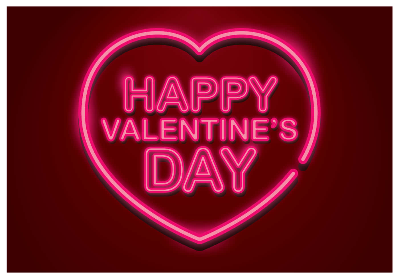 Pienk Neon Oulike Valentynsdag Illustrasie Muurpapier
